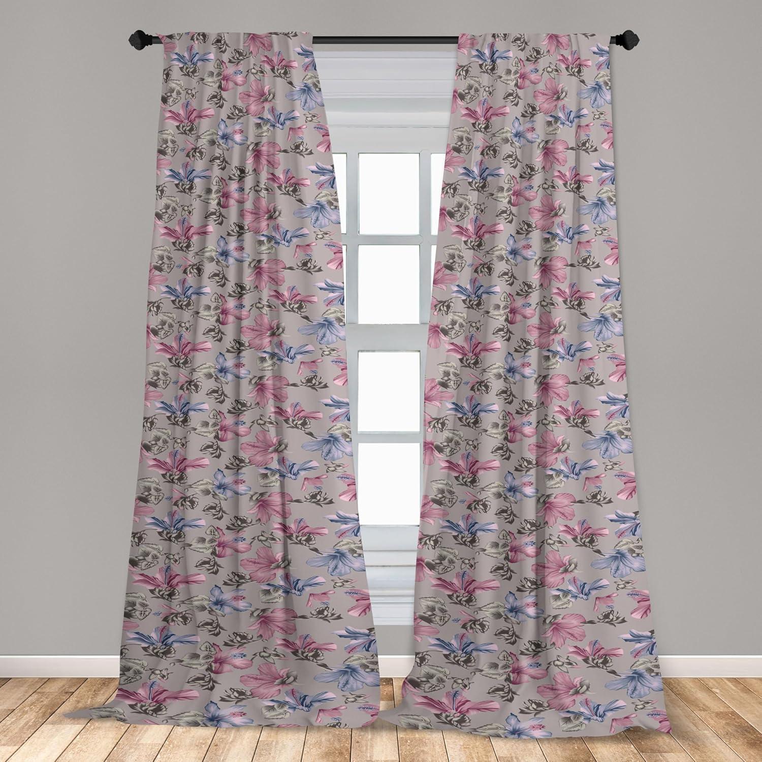 imageAmbesonne Bohemian Blooms Curtains Romantic Aura Pattern of Floral Boho with Neutral Leaves Print Window Treatments 2 Panel Set for Living Room Bedroom Pair of 28 x 95 Pale Pink Lavender BluePale Pink Lavender Blue