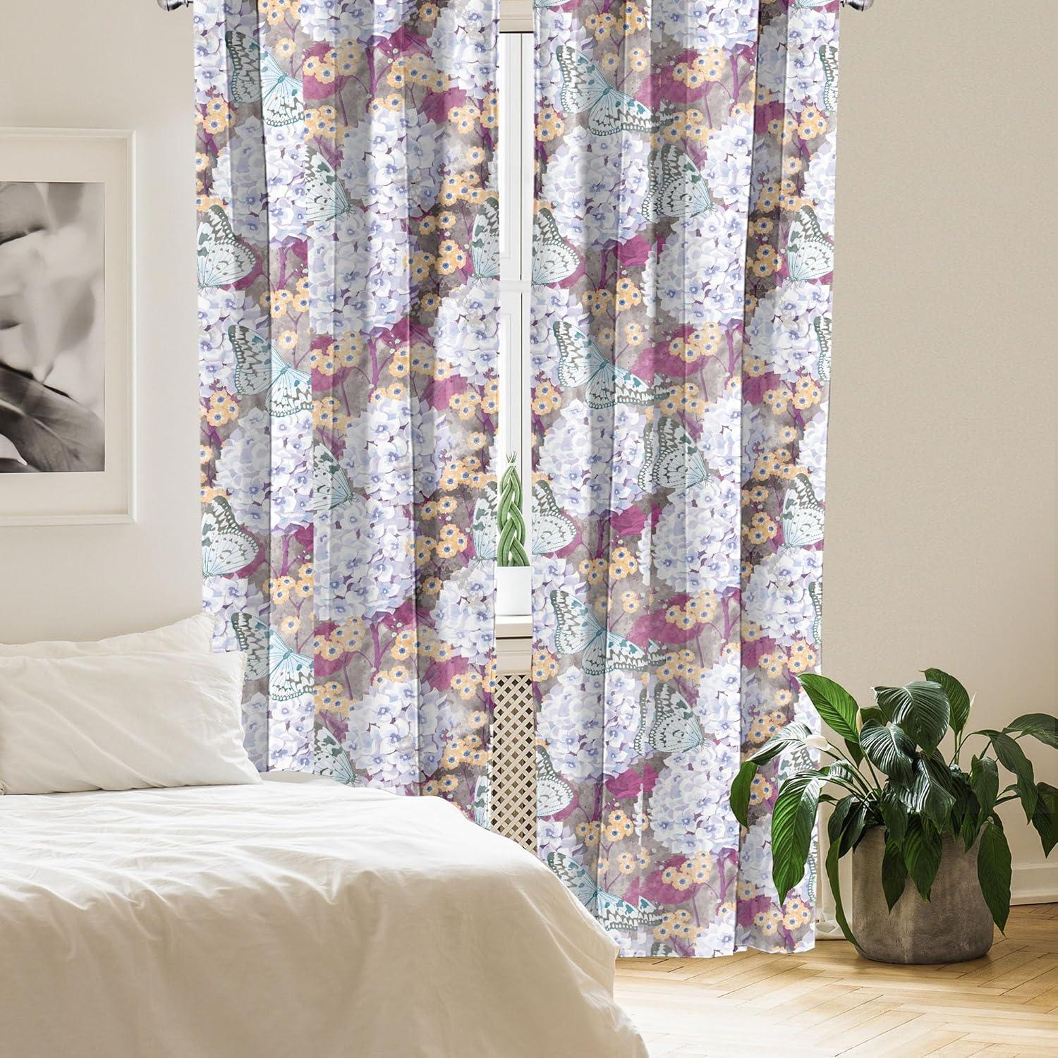 imageAmbesonne Bohemian Blooms Curtains Romantic Aura Pattern of Floral Boho with Neutral Leaves Print Window Treatments 2 Panel Set for Living Room Bedroom Pair of 28 x 95 Pale Pink Lavender BlueDark Teal and Pale Fuchsia
