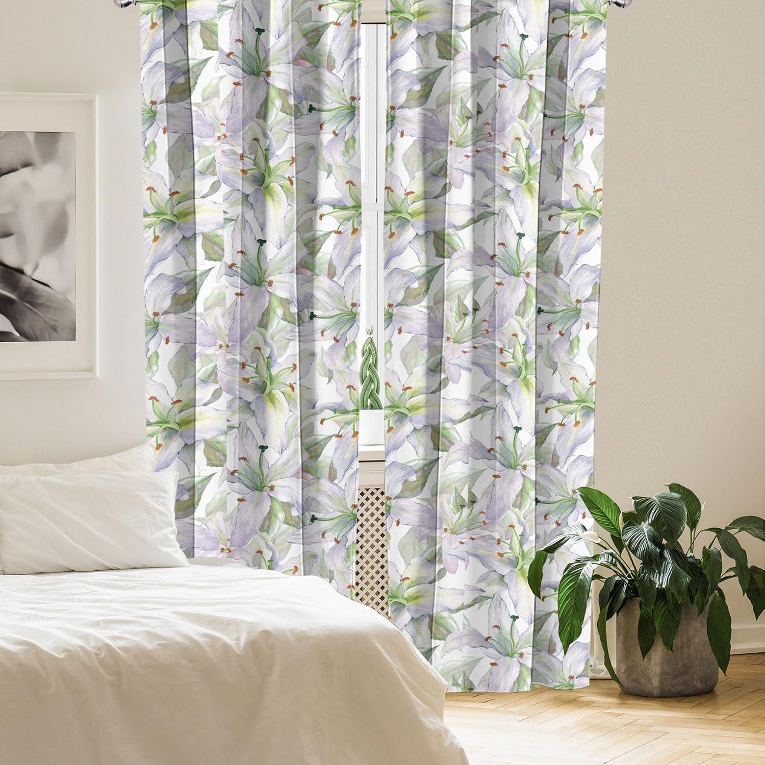 imageAmbesonne Bohemian Blooms Curtains Romantic Aura Pattern of Floral Boho with Neutral Leaves Print Window Treatments 2 Panel Set for Living Room Bedroom Pair of 28 x 95 Pale Pink Lavender BluePastel Purple Lime Green