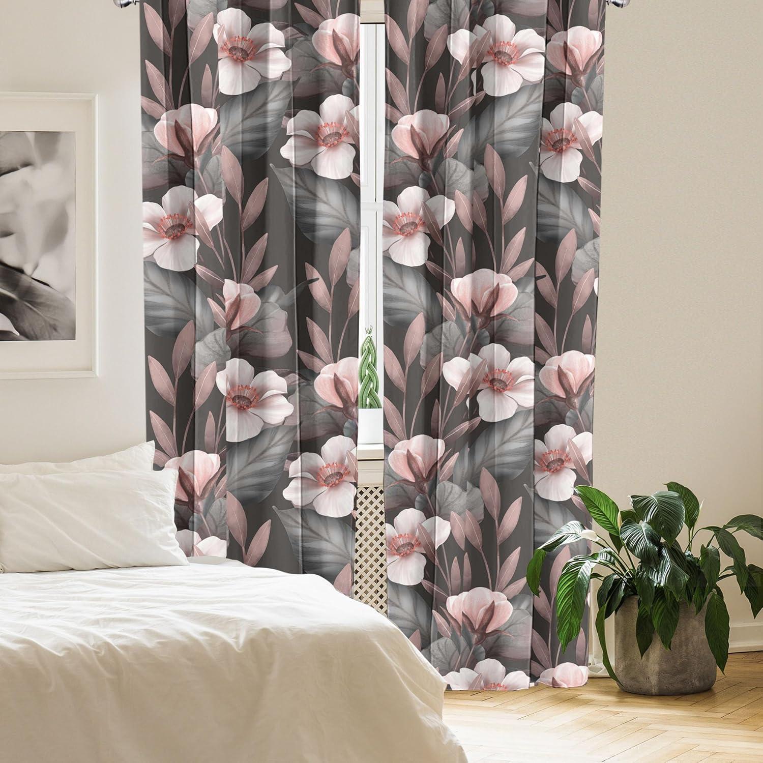 imageAmbesonne Bohemian Blooms Curtains Romantic Aura Pattern of Floral Boho with Neutral Leaves Print Window Treatments 2 Panel Set for Living Room Bedroom Pair of 28 x 95 Pale Pink Lavender BluePale Mauve Taupe Eggshell