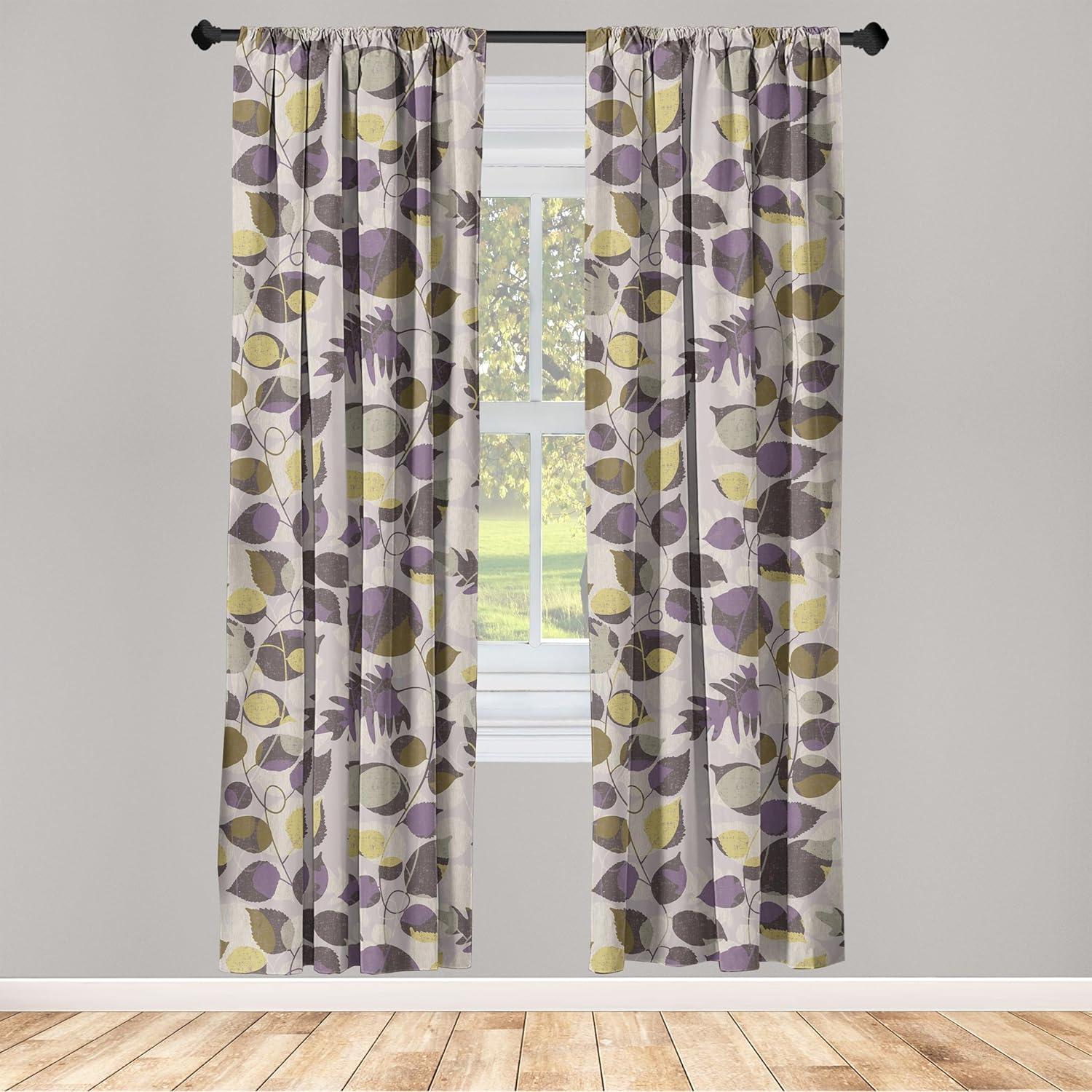 imageAmbesonne Bohemian Blooms Curtains Romantic Aura Pattern of Floral Boho with Neutral Leaves Print Window Treatments 2 Panel Set for Living Room Bedroom Pair of 28 x 95 Pale Pink Lavender BlueFawn and Pale Eggplant