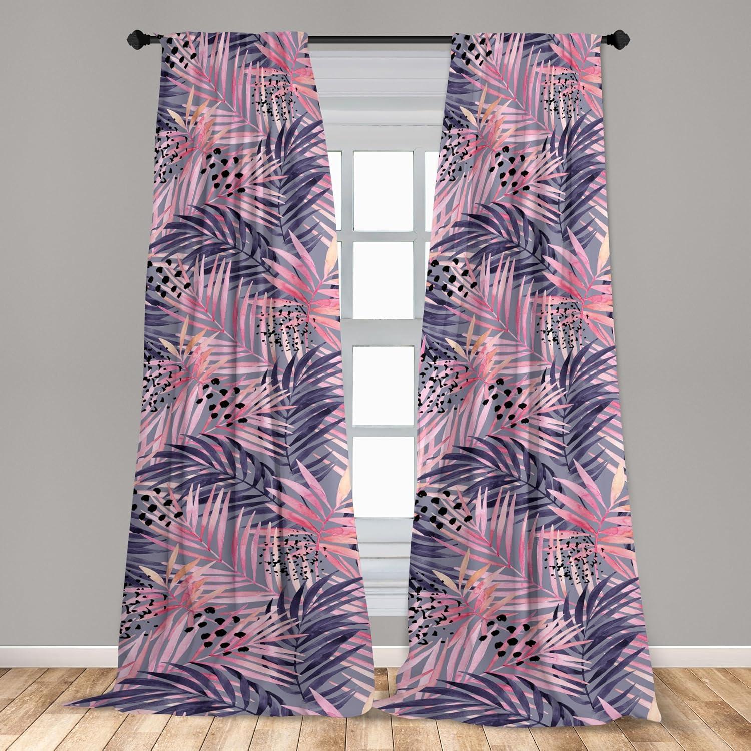 imageAmbesonne Bohemian Blooms Curtains Romantic Aura Pattern of Floral Boho with Neutral Leaves Print Window Treatments 2 Panel Set for Living Room Bedroom Pair of 28 x 95 Pale Pink Lavender BlueSoft Pink Eggplant Coral