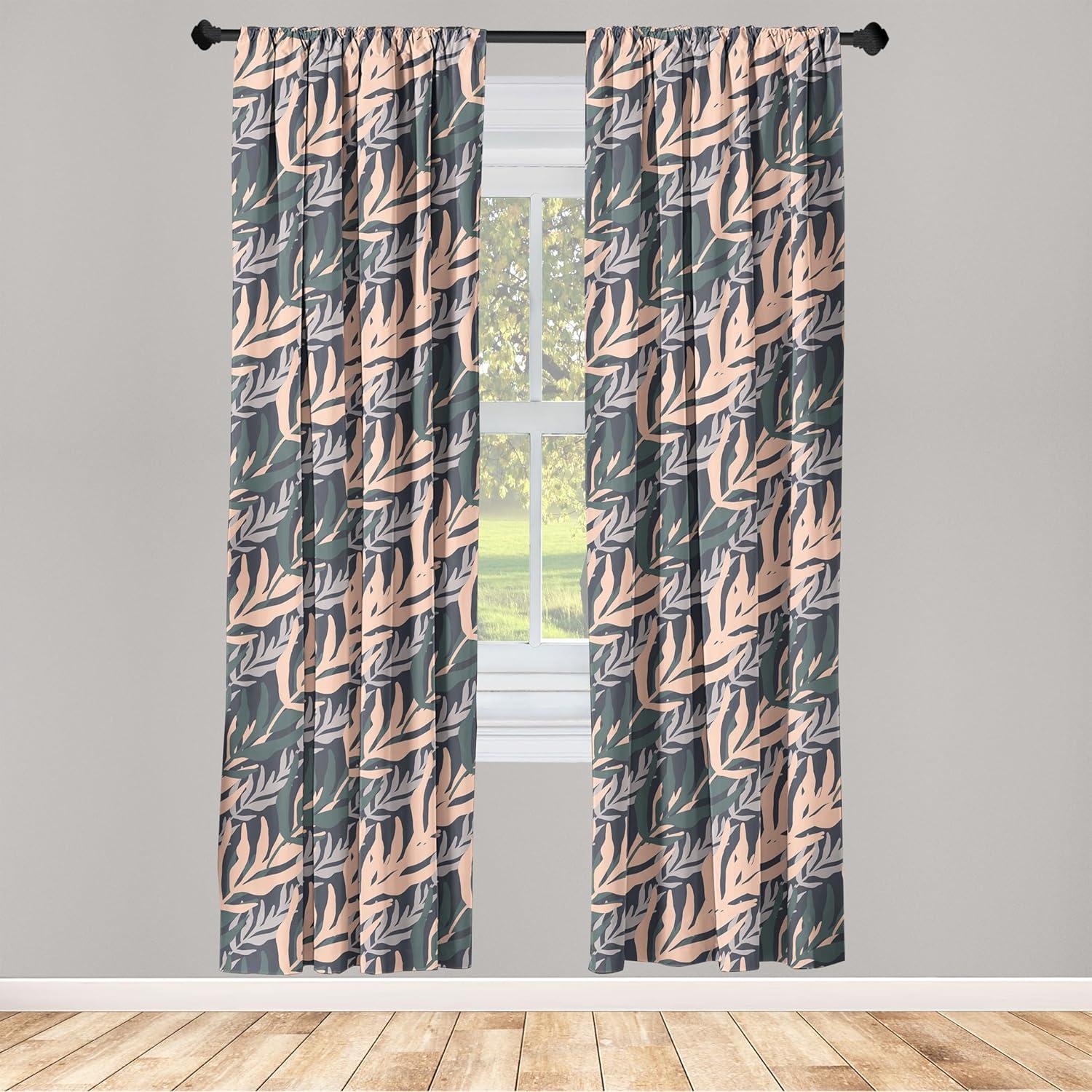 imageAmbesonne Bohemian Blooms Curtains Romantic Aura Pattern of Floral Boho with Neutral Leaves Print Window Treatments 2 Panel Set for Living Room Bedroom Pair of 28 x 95 Pale Pink Lavender BluePeach Hunter Green Grey