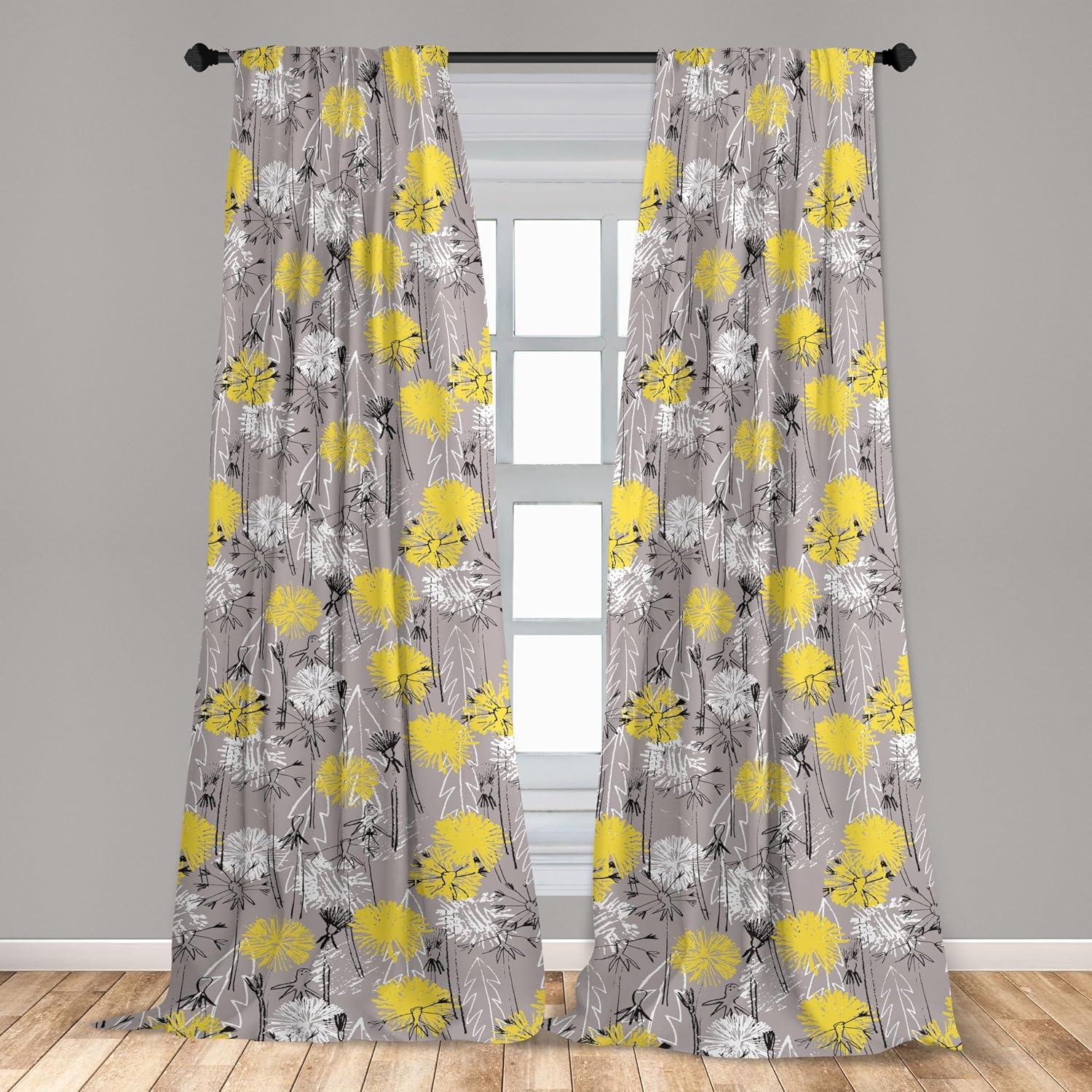 imageAmbesonne Bohemian Blooms Curtains Romantic Aura Pattern of Floral Boho with Neutral Leaves Print Window Treatments 2 Panel Set for Living Room Bedroom Pair of 28 x 95 Pale Pink Lavender BlueTaupe Grey White Yellow