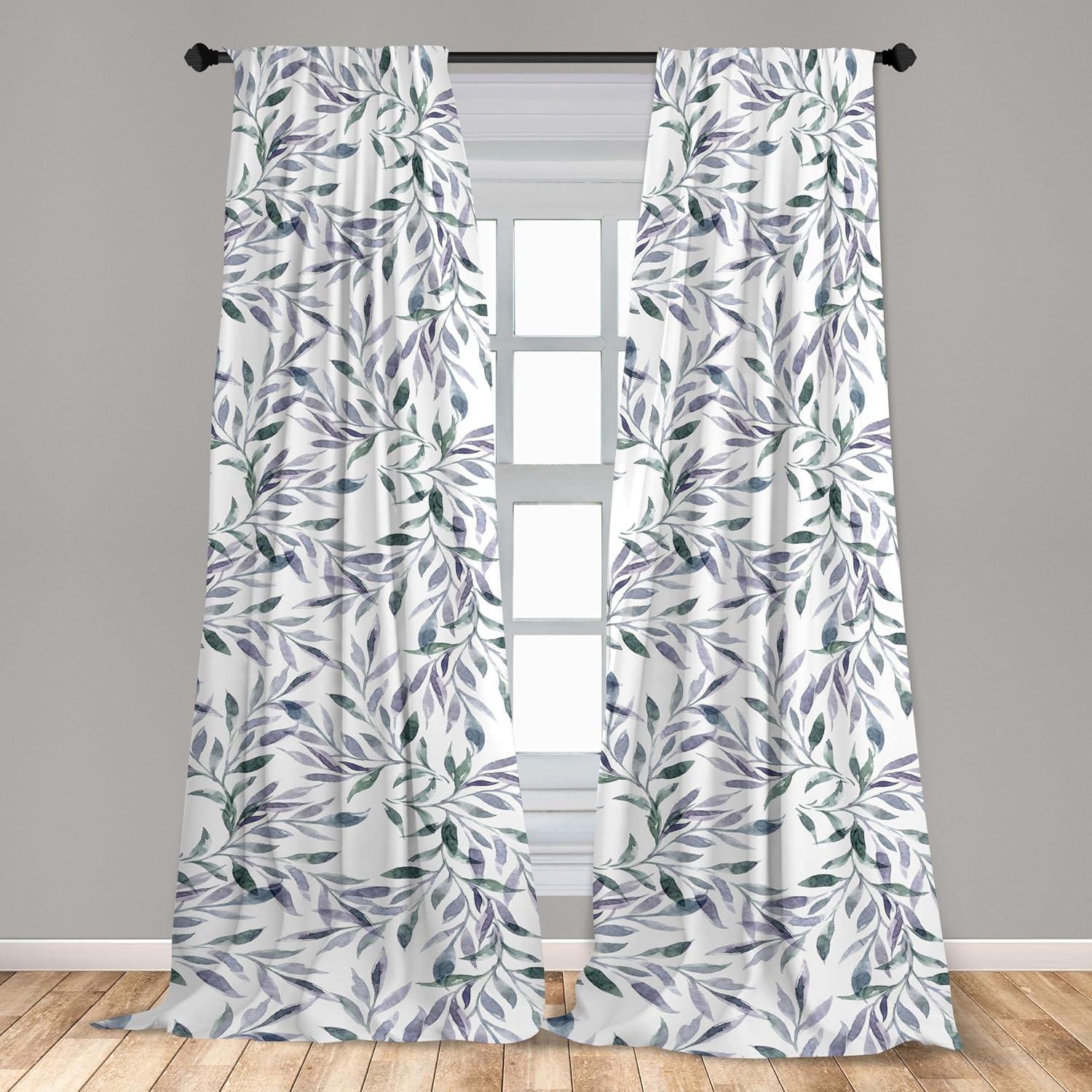 imageAmbesonne Bohemian Blooms Curtains Romantic Aura Pattern of Floral Boho with Neutral Leaves Print Window Treatments 2 Panel Set for Living Room Bedroom Pair of 28 x 95 Pale Pink Lavender BlueLavender Blue and Pale Teal