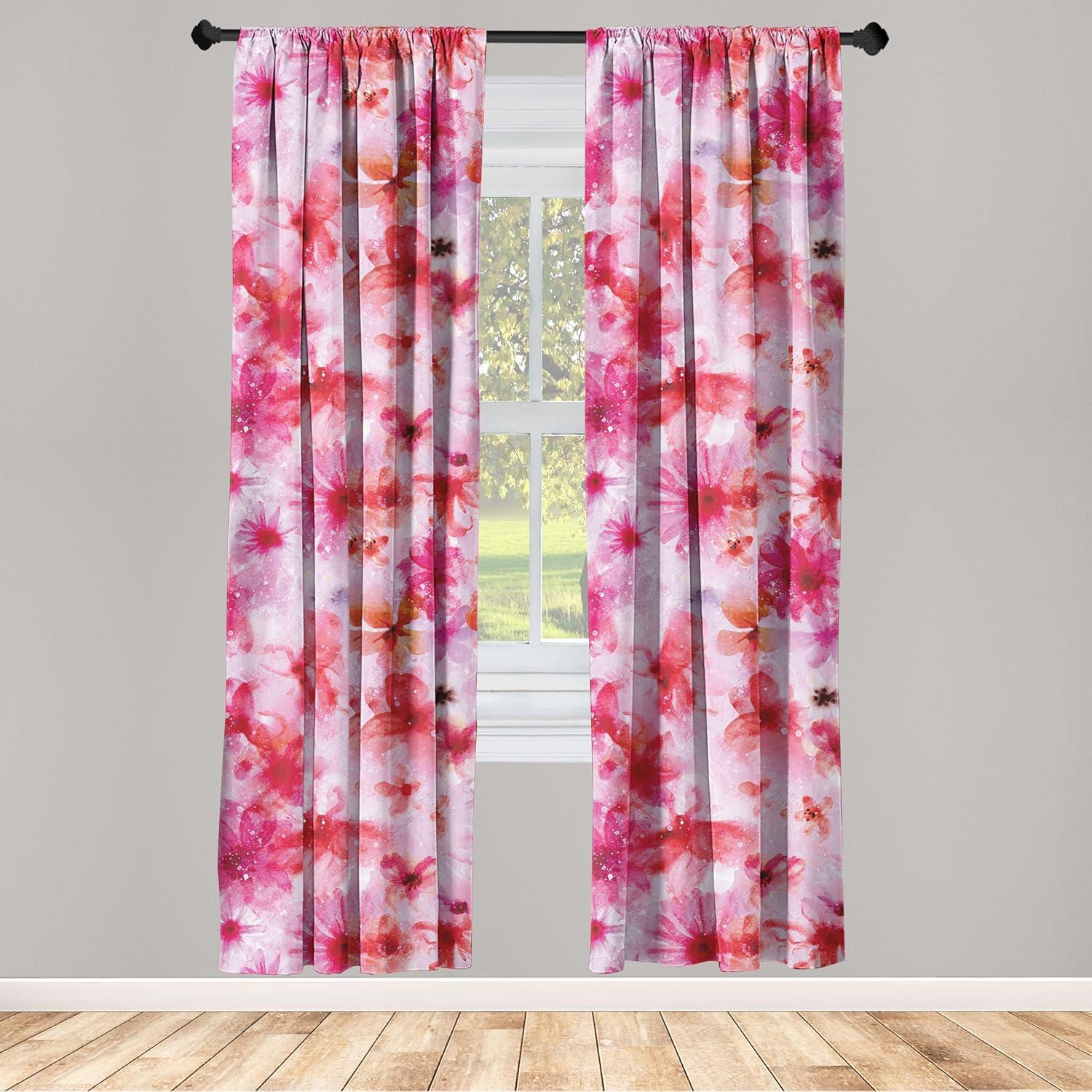 imageAmbesonne Bohemian Blooms Curtains Romantic Aura Pattern of Floral Boho with Neutral Leaves Print Window Treatments 2 Panel Set for Living Room Bedroom Pair of 28 x 95 Pale Pink Lavender BlueDark Pink Pastel Purple