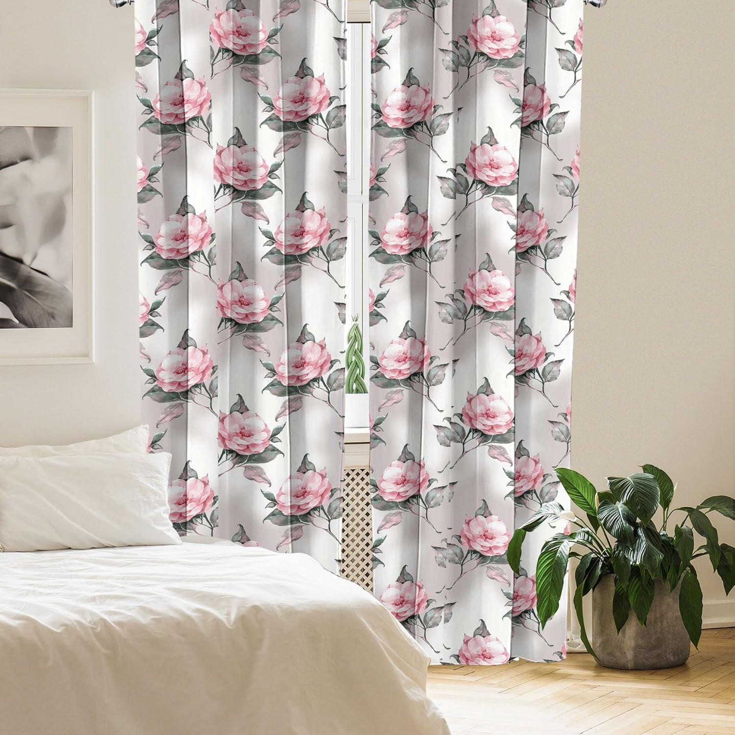 imageAmbesonne Bohemian Blooms Curtains Romantic Aura Pattern of Floral Boho with Neutral Leaves Print Window Treatments 2 Panel Set for Living Room Bedroom Pair of 28 x 95 Pale Pink Lavender BluePale Pink Laurel Green