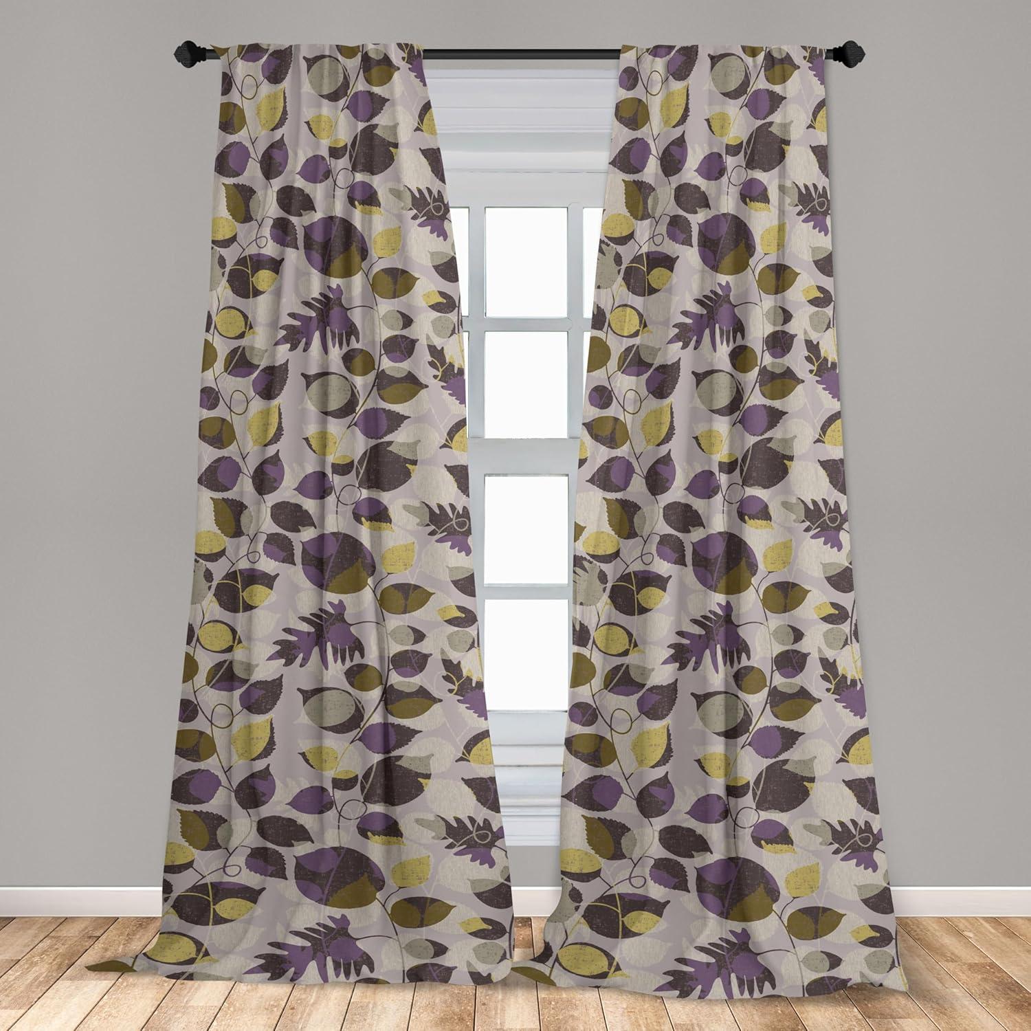 imageAmbesonne Bohemian Blooms Curtains Romantic Aura Pattern of Floral Boho with Neutral Leaves Print Window Treatments 2 Panel Set for Living Room Bedroom Pair of 28 x 95 Pale Pink Lavender BlueFawn and Pale Eggplant