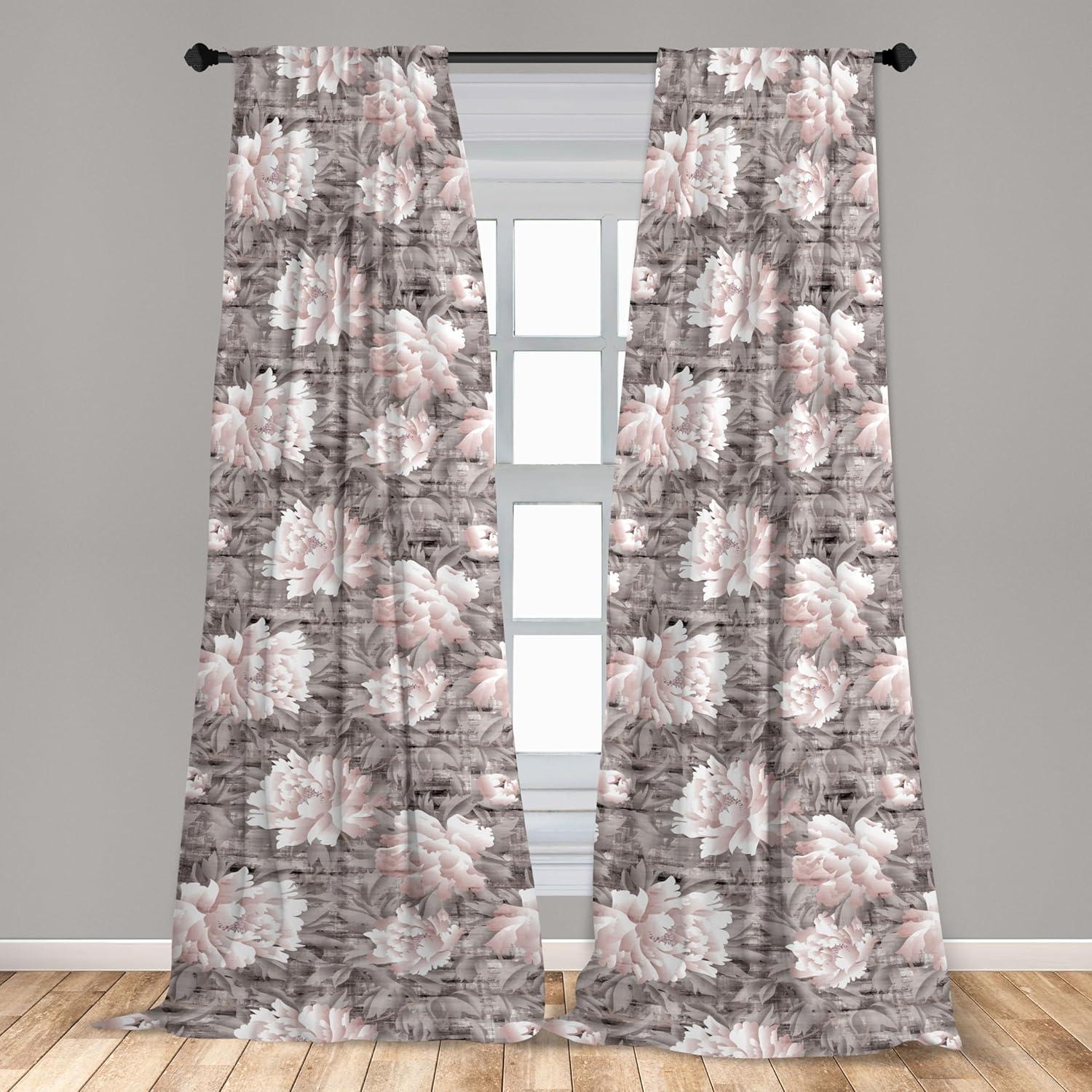 imageAmbesonne Bohemian Blooms Curtains Romantic Aura Pattern of Floral Boho with Neutral Leaves Print Window Treatments 2 Panel Set for Living Room Bedroom Pair of 28 x 95 Pale Pink Lavender BluePale Salmon Taupe Grey
