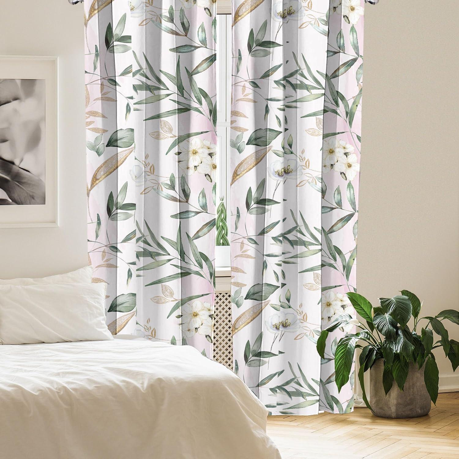 imageAmbesonne Bohemian Blooms Curtains Romantic Aura Pattern of Floral Boho with Neutral Leaves Print Window Treatments 2 Panel Set for Living Room Bedroom Pair of 28 x 95 Pale Pink Lavender BlueSoft Pink Peacock Green