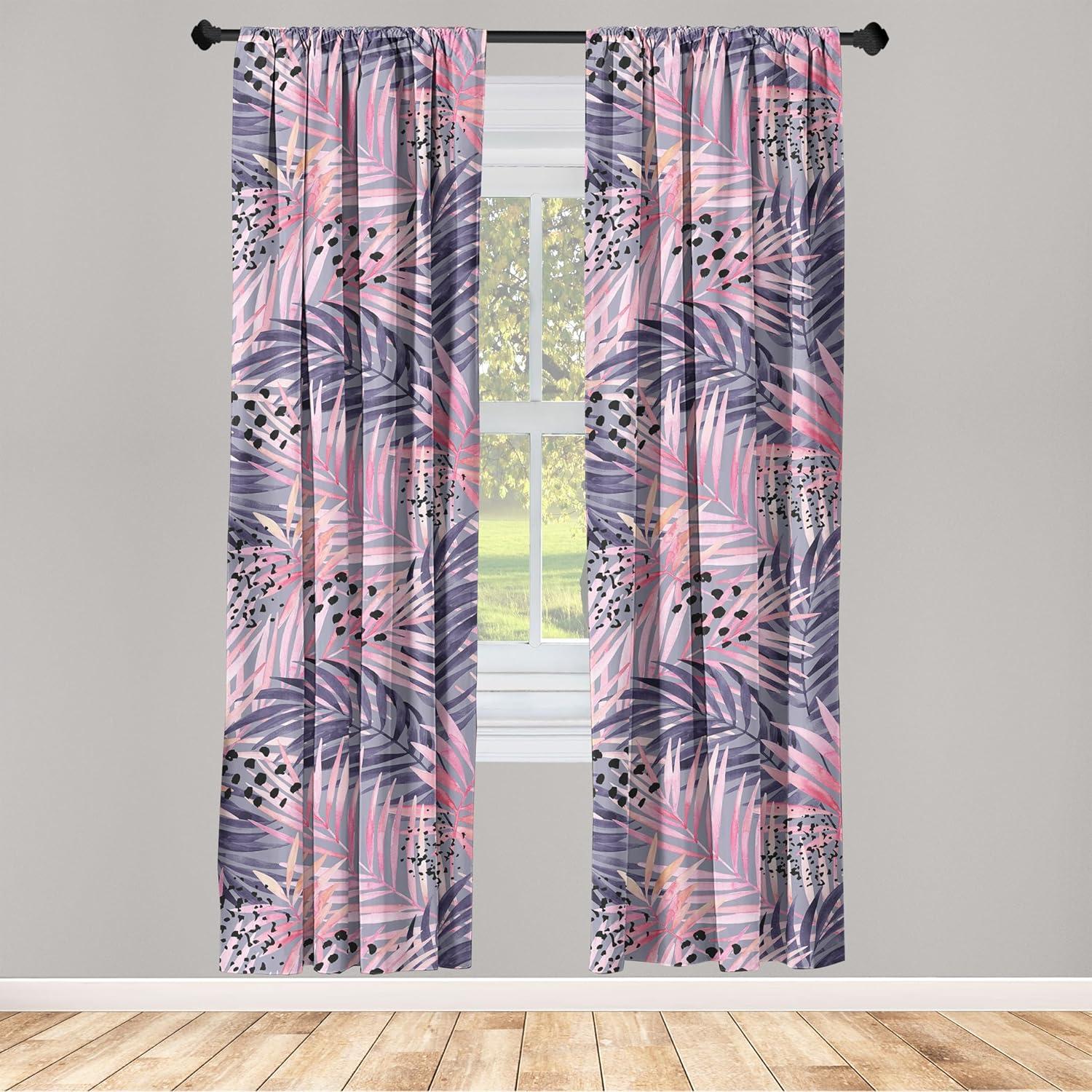 imageAmbesonne Bohemian Blooms Curtains Romantic Aura Pattern of Floral Boho with Neutral Leaves Print Window Treatments 2 Panel Set for Living Room Bedroom Pair of 28 x 95 Pale Pink Lavender BlueSoft Pink Eggplant Coral