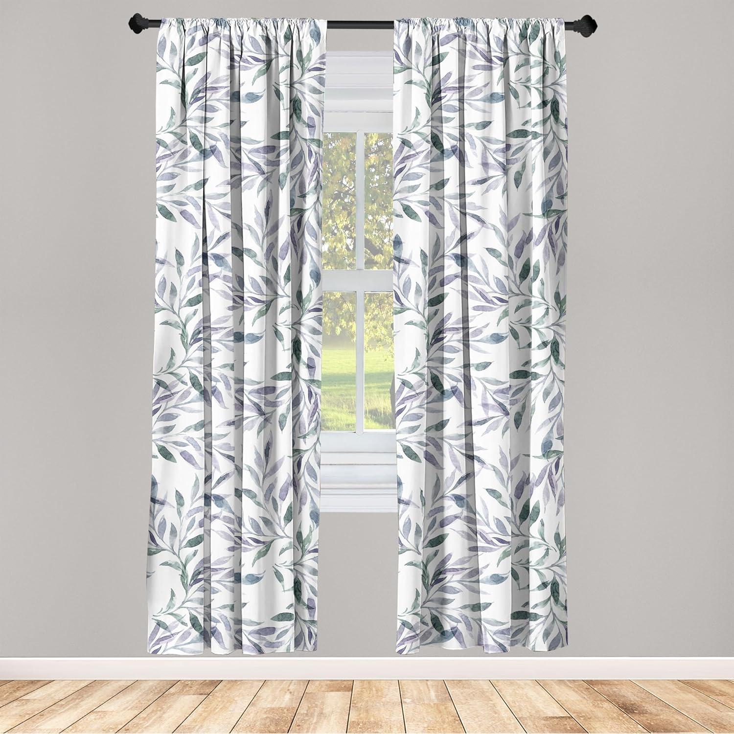 imageAmbesonne Bohemian Blooms Curtains Romantic Aura Pattern of Floral Boho with Neutral Leaves Print Window Treatments 2 Panel Set for Living Room Bedroom Pair of 28 x 95 Pale Pink Lavender BlueLavender Blue and Pale Teal