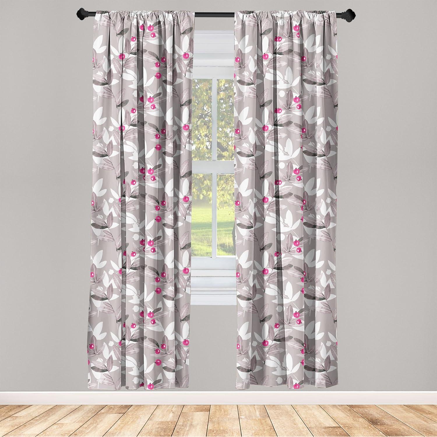imageAmbesonne Bohemian Blooms Curtains Romantic Aura Pattern of Floral Boho with Neutral Leaves Print Window Treatments 2 Panel Set for Living Room Bedroom Pair of 28 x 95 Pale Pink Lavender BlueTaupe Grey Hot Pink Ivory