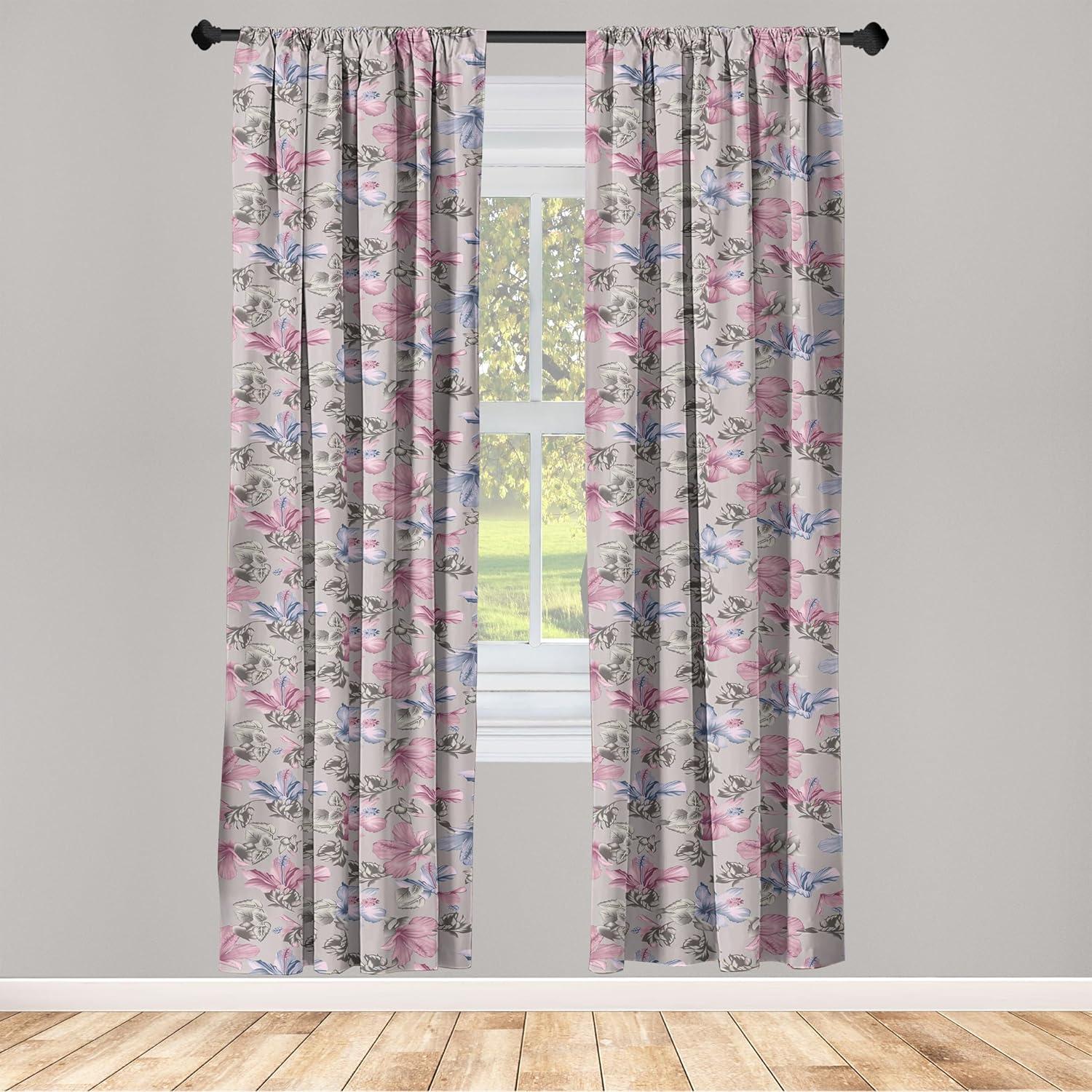 imageAmbesonne Bohemian Blooms Curtains Romantic Aura Pattern of Floral Boho with Neutral Leaves Print Window Treatments 2 Panel Set for Living Room Bedroom Pair of 28 x 95 Pale Pink Lavender BluePale Pink Lavender Blue
