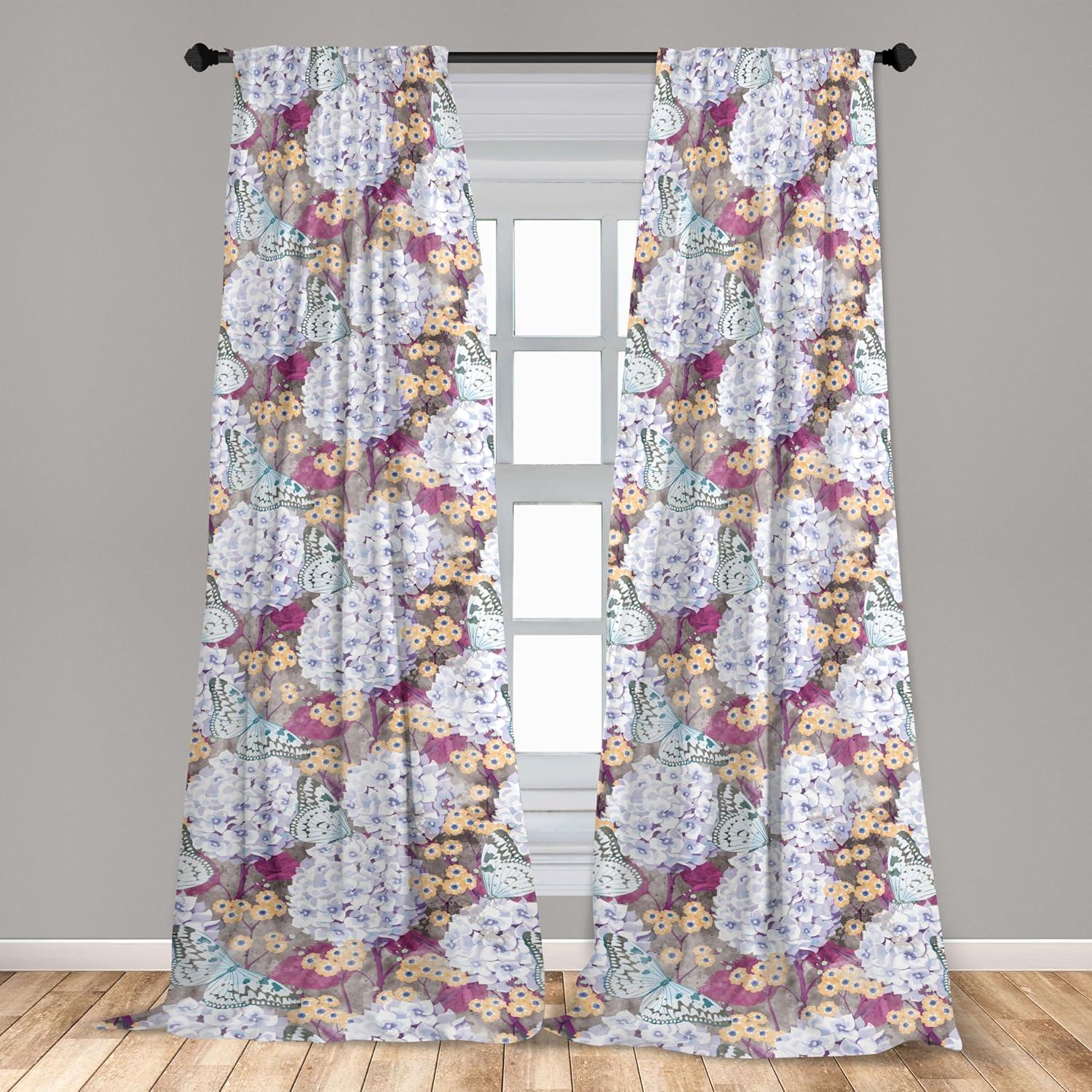 imageAmbesonne Bohemian Blooms Curtains Romantic Aura Pattern of Floral Boho with Neutral Leaves Print Window Treatments 2 Panel Set for Living Room Bedroom Pair of 28 x 95 Pale Pink Lavender BlueDark Teal and Pale Fuchsia