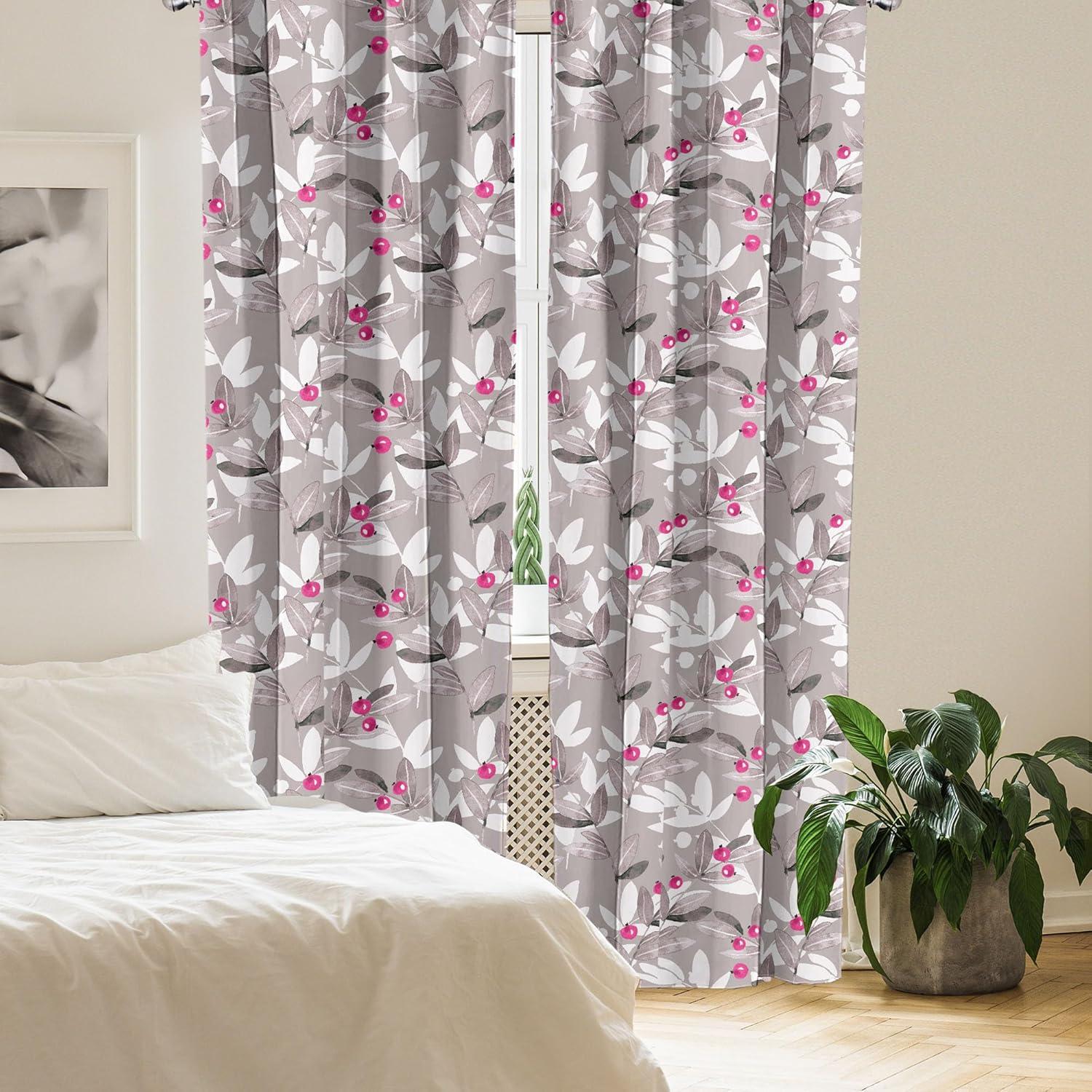 imageAmbesonne Bohemian Blooms Curtains Romantic Aura Pattern of Floral Boho with Neutral Leaves Print Window Treatments 2 Panel Set for Living Room Bedroom Pair of 28 x 95 Pale Pink Lavender BlueTaupe Grey Hot Pink Ivory