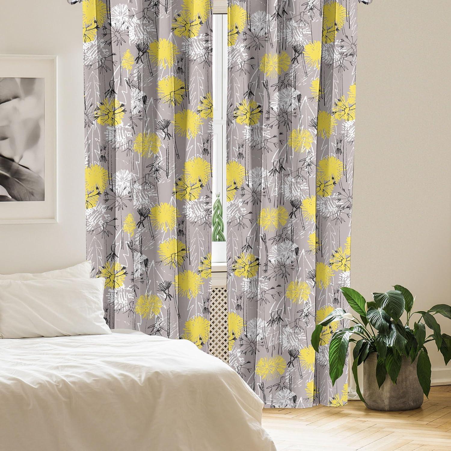 imageAmbesonne Bohemian Blooms Curtains Romantic Aura Pattern of Floral Boho with Neutral Leaves Print Window Treatments 2 Panel Set for Living Room Bedroom Pair of 28 x 95 Pale Pink Lavender BlueTaupe Grey White Yellow