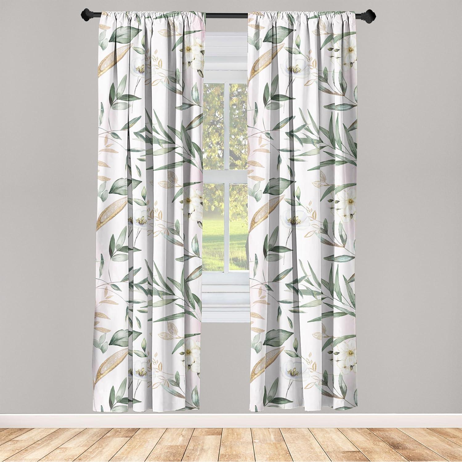 imageAmbesonne Bohemian Blooms Curtains Romantic Aura Pattern of Floral Boho with Neutral Leaves Print Window Treatments 2 Panel Set for Living Room Bedroom Pair of 28 x 95 Pale Pink Lavender BlueSoft Pink Peacock Green