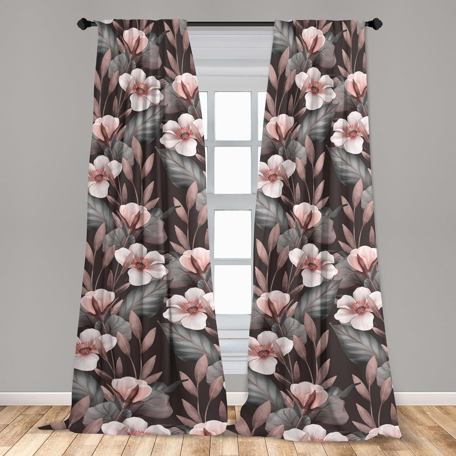 imageAmbesonne Bohemian Blooms Curtains Romantic Aura Pattern of Floral Boho with Neutral Leaves Print Window Treatments 2 Panel Set for Living Room Bedroom Pair of 28 x 95 Pale Pink Lavender BluePale Mauve Taupe Eggshell