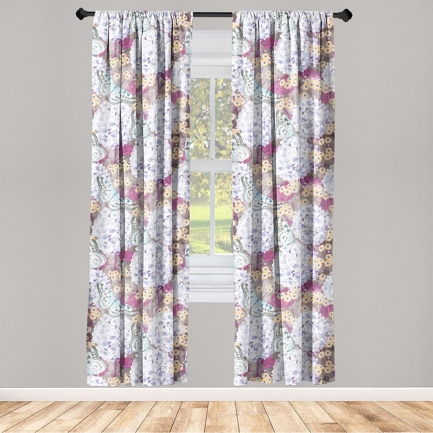 imageAmbesonne Bohemian Blooms Curtains Romantic Aura Pattern of Floral Boho with Neutral Leaves Print Window Treatments 2 Panel Set for Living Room Bedroom Pair of 28 x 95 Pale Pink Lavender BlueDark Teal and Pale Fuchsia