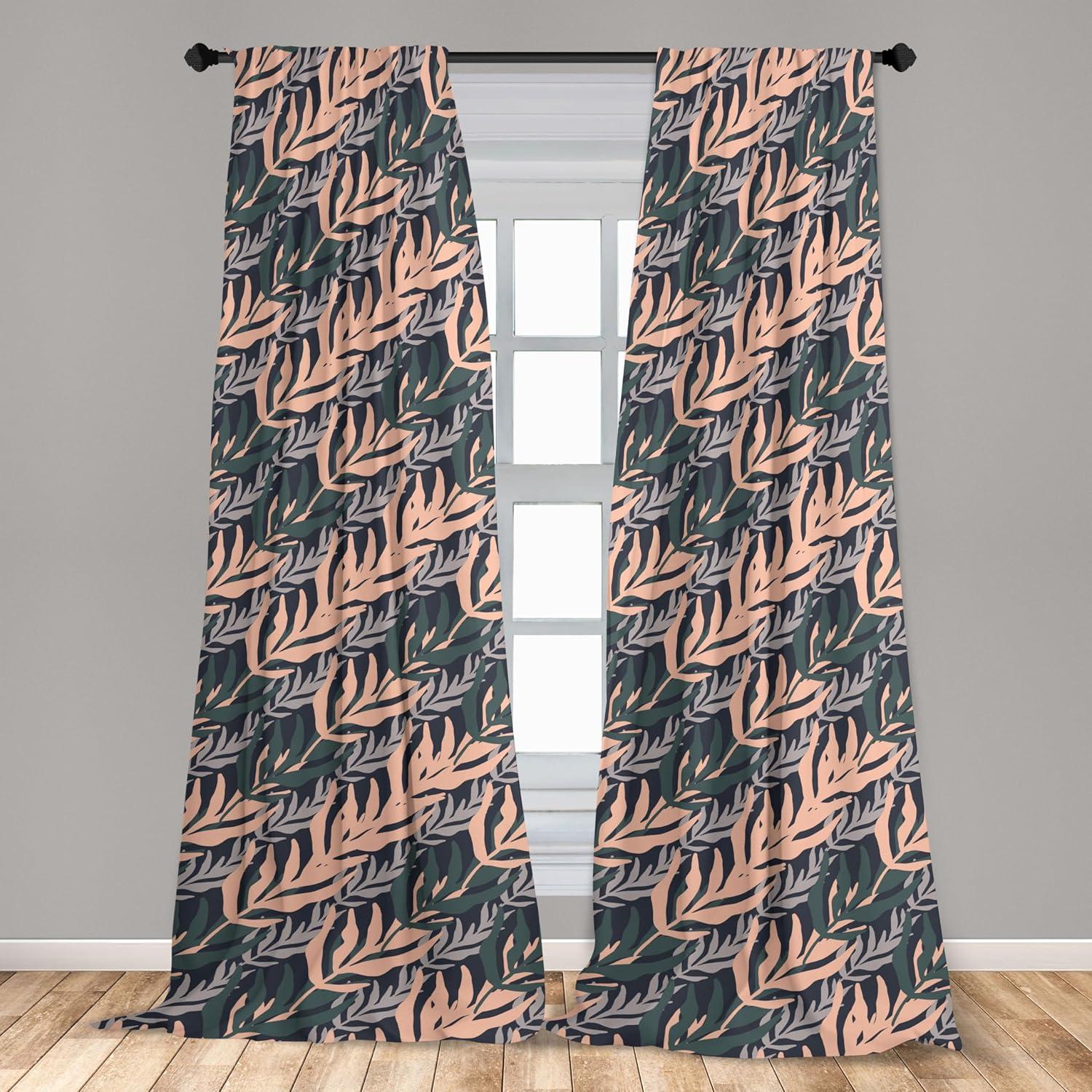 imageAmbesonne Bohemian Blooms Curtains Romantic Aura Pattern of Floral Boho with Neutral Leaves Print Window Treatments 2 Panel Set for Living Room Bedroom Pair of 28 x 95 Pale Pink Lavender BluePeach Hunter Green Grey