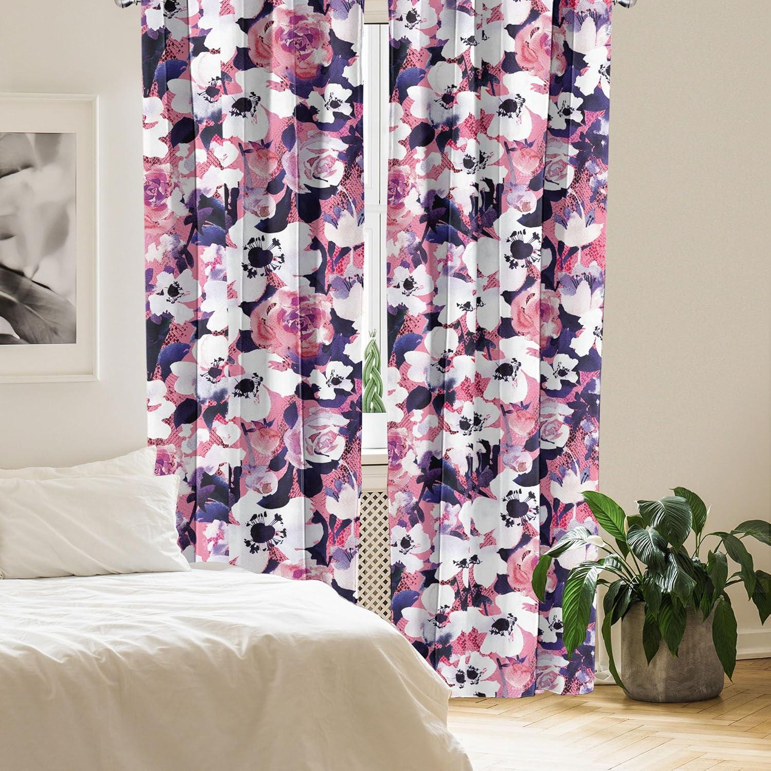 imageAmbesonne Bohemian Blooms Curtains Romantic Aura Pattern of Floral Boho with Neutral Leaves Print Window Treatments 2 Panel Set for Living Room Bedroom Pair of 28 x 95 Pale Pink Lavender BluePastel Pink Off White