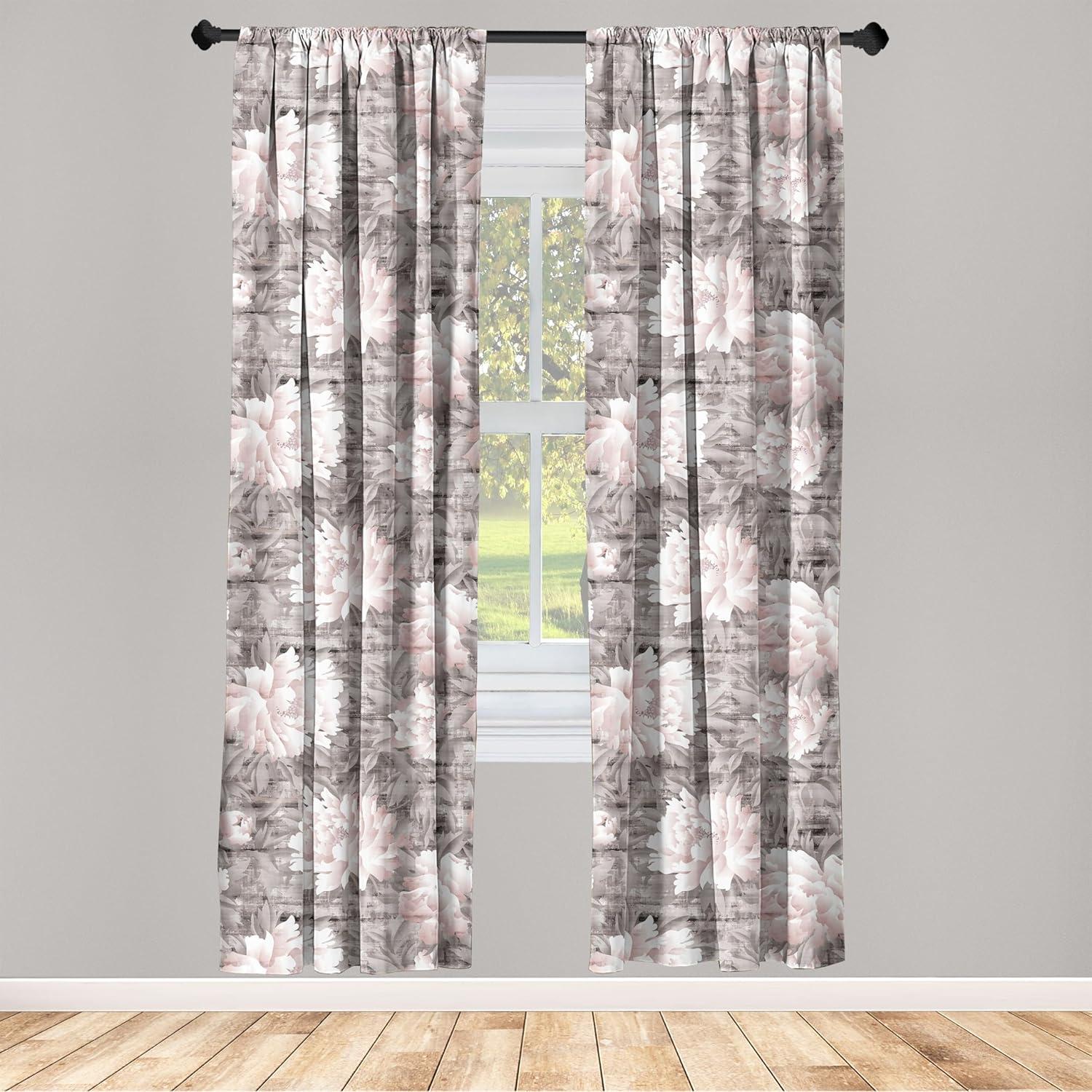 imageAmbesonne Bohemian Blooms Curtains Romantic Aura Pattern of Floral Boho with Neutral Leaves Print Window Treatments 2 Panel Set for Living Room Bedroom Pair of 28 x 95 Pale Pink Lavender BluePale Salmon Taupe Grey