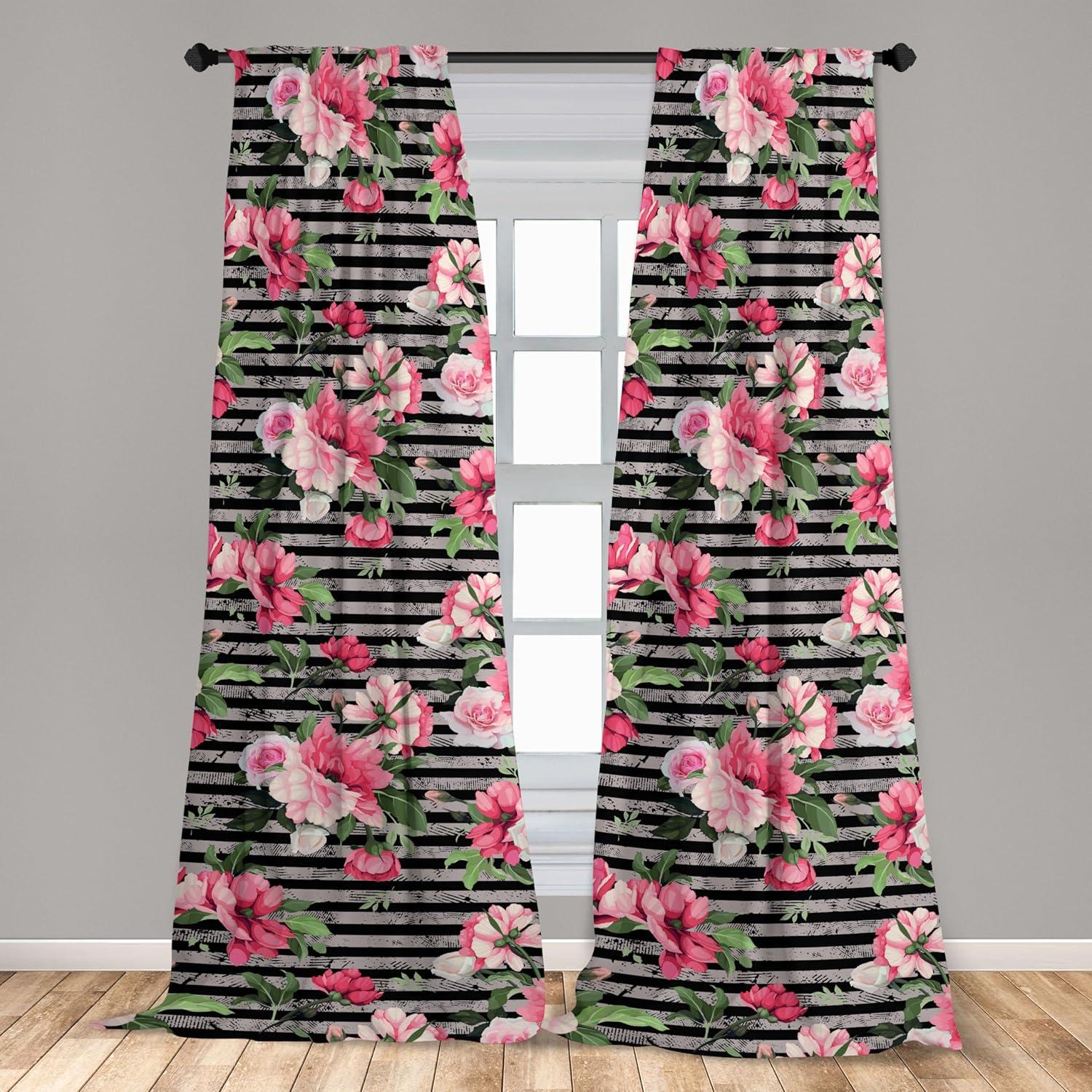 imageAmbesonne Bohemian Blooms Curtains Romantic Aura Pattern of Floral Boho with Neutral Leaves Print Window Treatments 2 Panel Set for Living Room Bedroom Pair of 28 x 95 Pale Pink Lavender BluePastel Pink and Olive Green