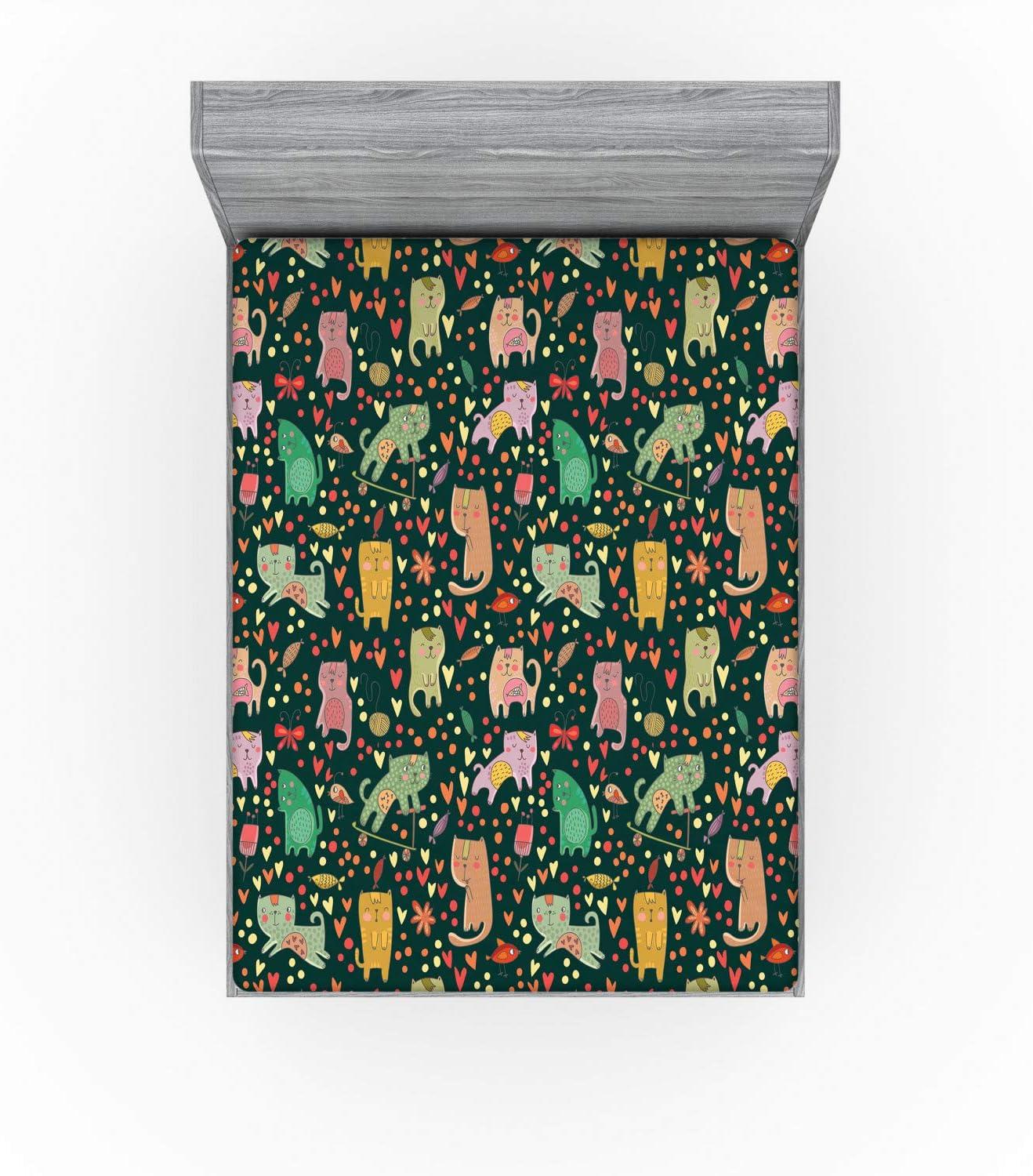imageAmbesonne Cars Fitted Sheet Vibrant Drawing Cars Driving on The Roads Traffic Urban Themed Design Bed Cover with AllRound Elastic Deep Pocket for Comfort Full Size Grey GreenBlack Orange