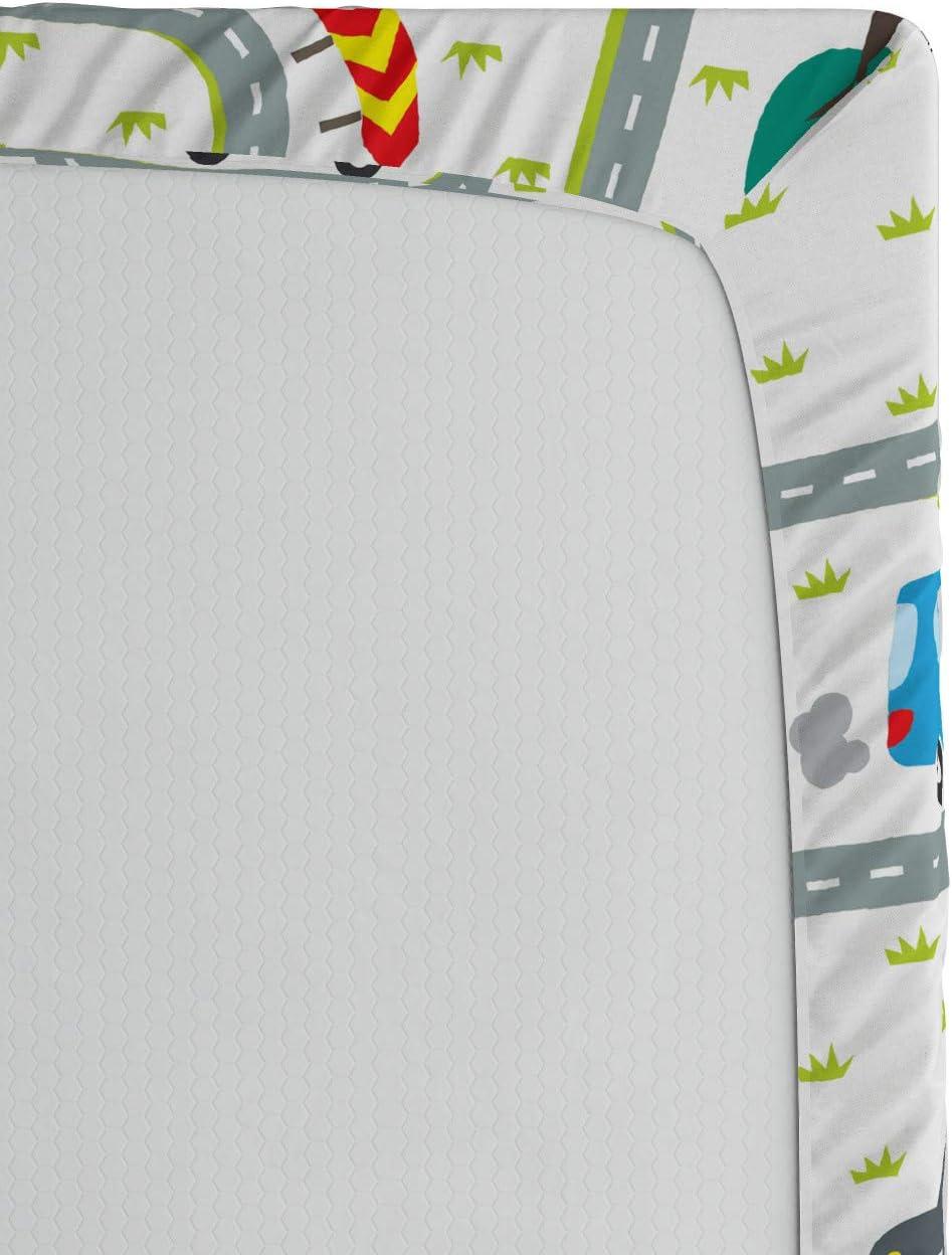 imageAmbesonne Cars Fitted Sheet Vibrant Drawing Cars Driving on The Roads Traffic Urban Themed Design Bed Cover with AllRound Elastic Deep Pocket for Comfort Full Size Grey GreenGrey Green