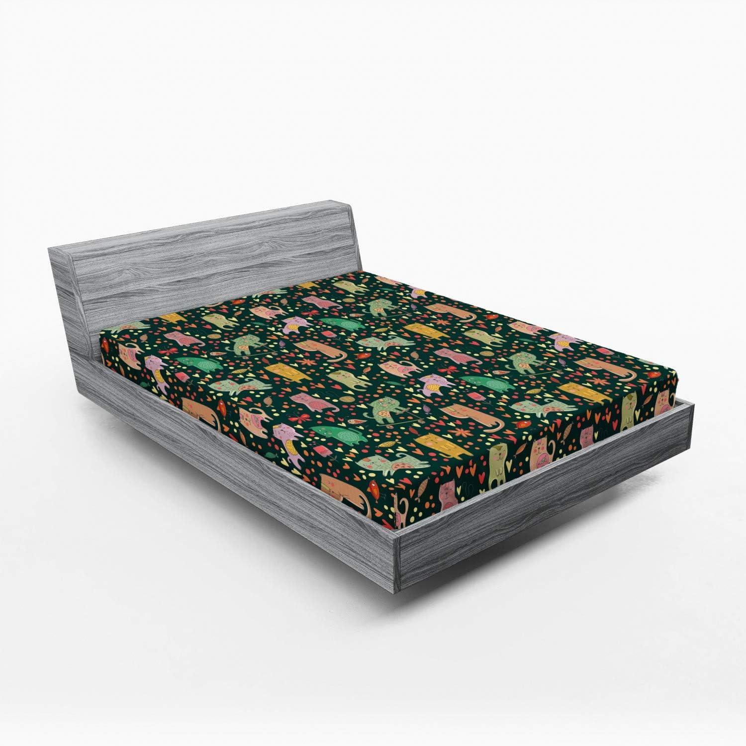 imageAmbesonne Cars Fitted Sheet Vibrant Drawing Cars Driving on The Roads Traffic Urban Themed Design Bed Cover with AllRound Elastic Deep Pocket for Comfort Full Size Grey GreenBlack Orange