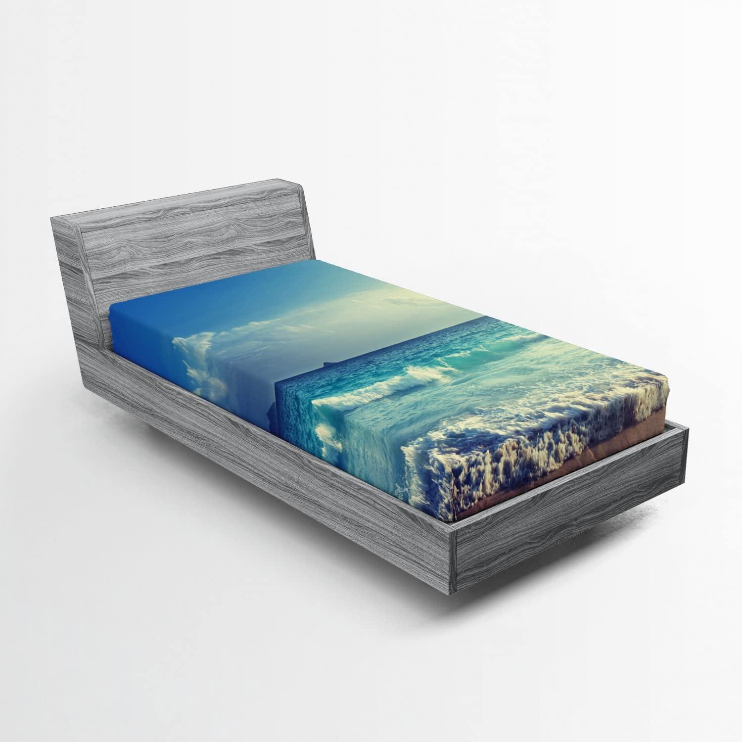 imageAmbesonne Cars Fitted Sheet Vibrant Drawing Cars Driving on The Roads Traffic Urban Themed Design Bed Cover with AllRound Elastic Deep Pocket for Comfort Full Size Grey GreenCream Turquoise