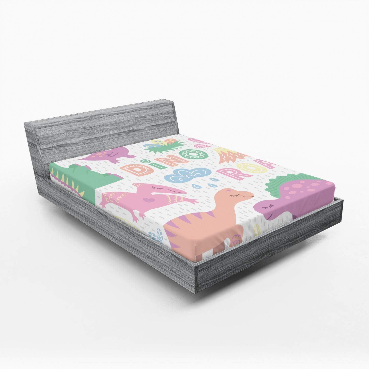 imageAmbesonne Cars Fitted Sheet Vibrant Drawing Cars Driving on The Roads Traffic Urban Themed Design Bed Cover with AllRound Elastic Deep Pocket for Comfort Full Size Grey GreenPink Blue