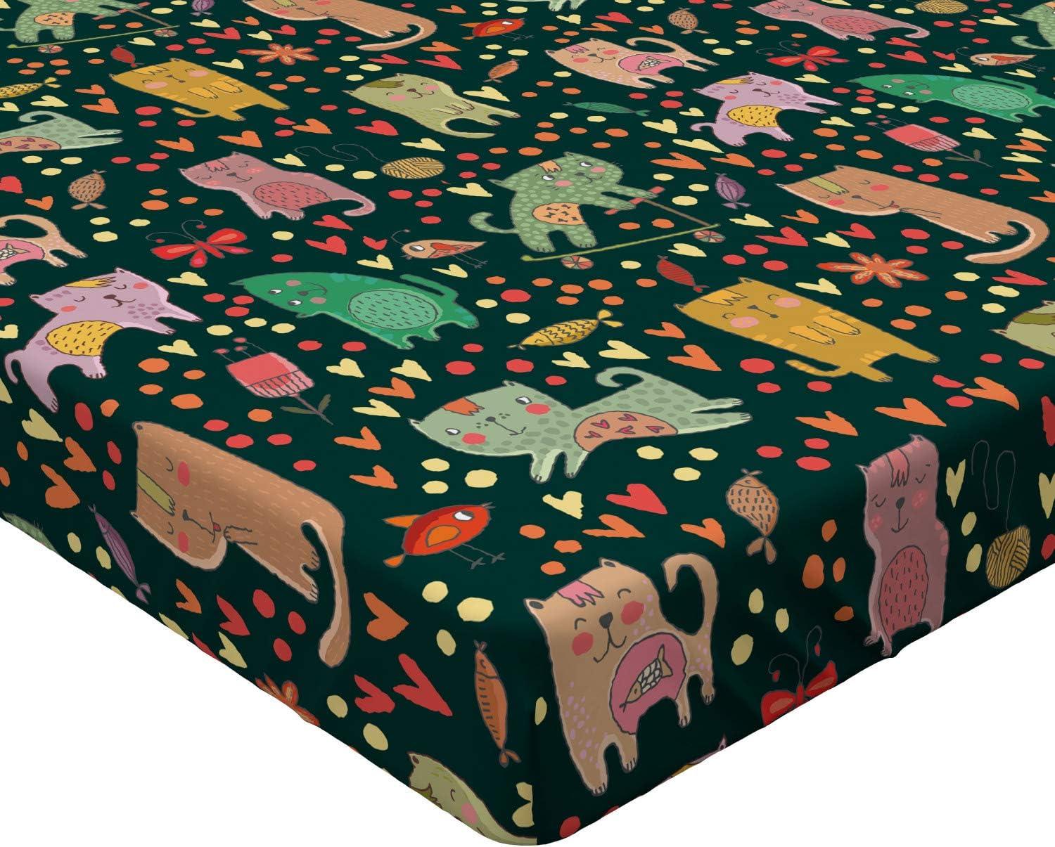imageAmbesonne Cars Fitted Sheet Vibrant Drawing Cars Driving on The Roads Traffic Urban Themed Design Bed Cover with AllRound Elastic Deep Pocket for Comfort Full Size Grey GreenBlack Orange