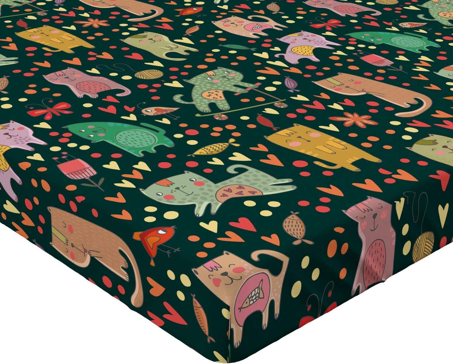 imageAmbesonne Cars Fitted Sheet Vibrant Drawing Cars Driving on The Roads Traffic Urban Themed Design Bed Cover with AllRound Elastic Deep Pocket for Comfort Full Size Grey GreenBlack Orange