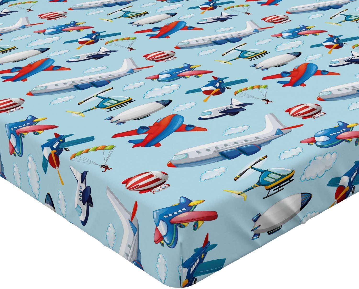 imageAmbesonne Colorful Fitted Sheet Camping Equipment Outdoor Activity Adventure in Nature Theme Bed Cover with AllRound Elastic Deep Pocket for Comfort Full Size Light GreenBlue Red
