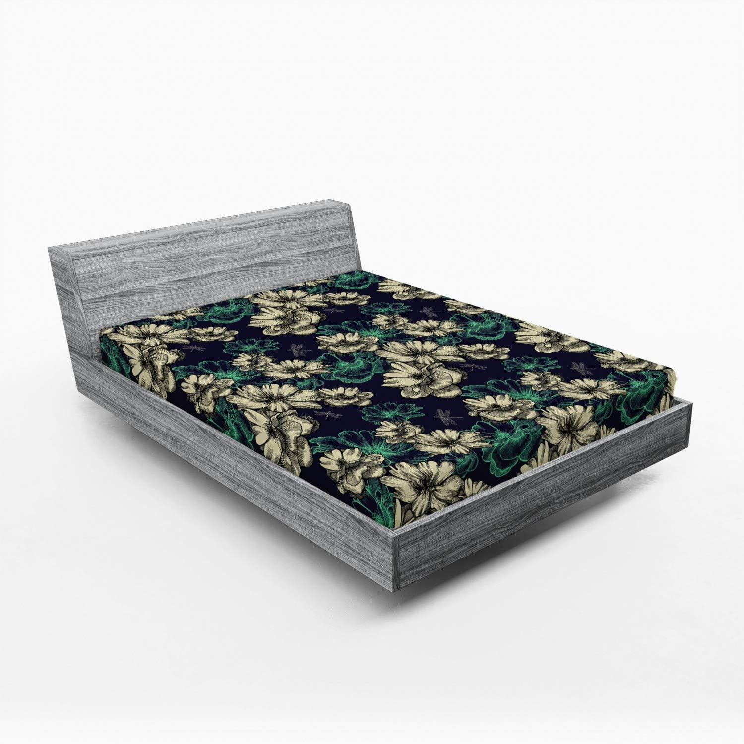 imageAmbesonne Colorful Fitted Sheet Camping Equipment Outdoor Activity Adventure in Nature Theme Bed Cover with AllRound Elastic Deep Pocket for Comfort Full Size Light GreenPale Green