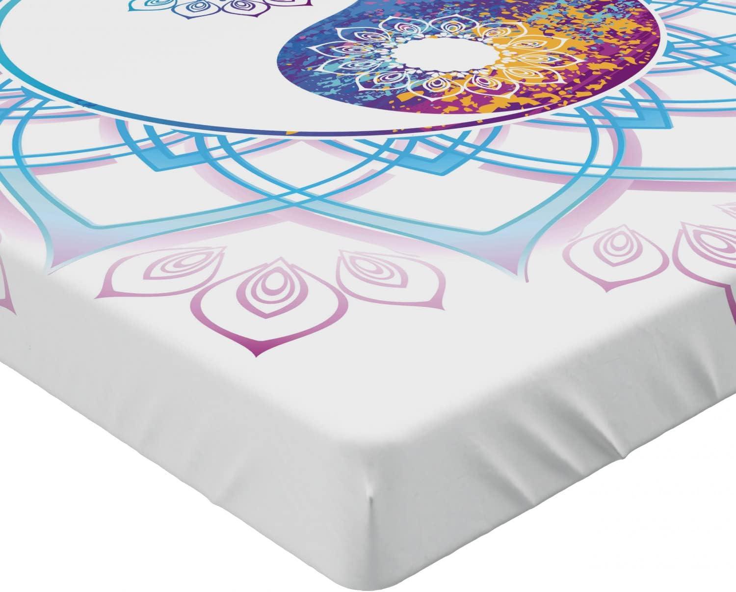 imageAmbesonne Colorful Fitted Sheet Camping Equipment Outdoor Activity Adventure in Nature Theme Bed Cover with AllRound Elastic Deep Pocket for Comfort Full Size Light GreenBlue Purple