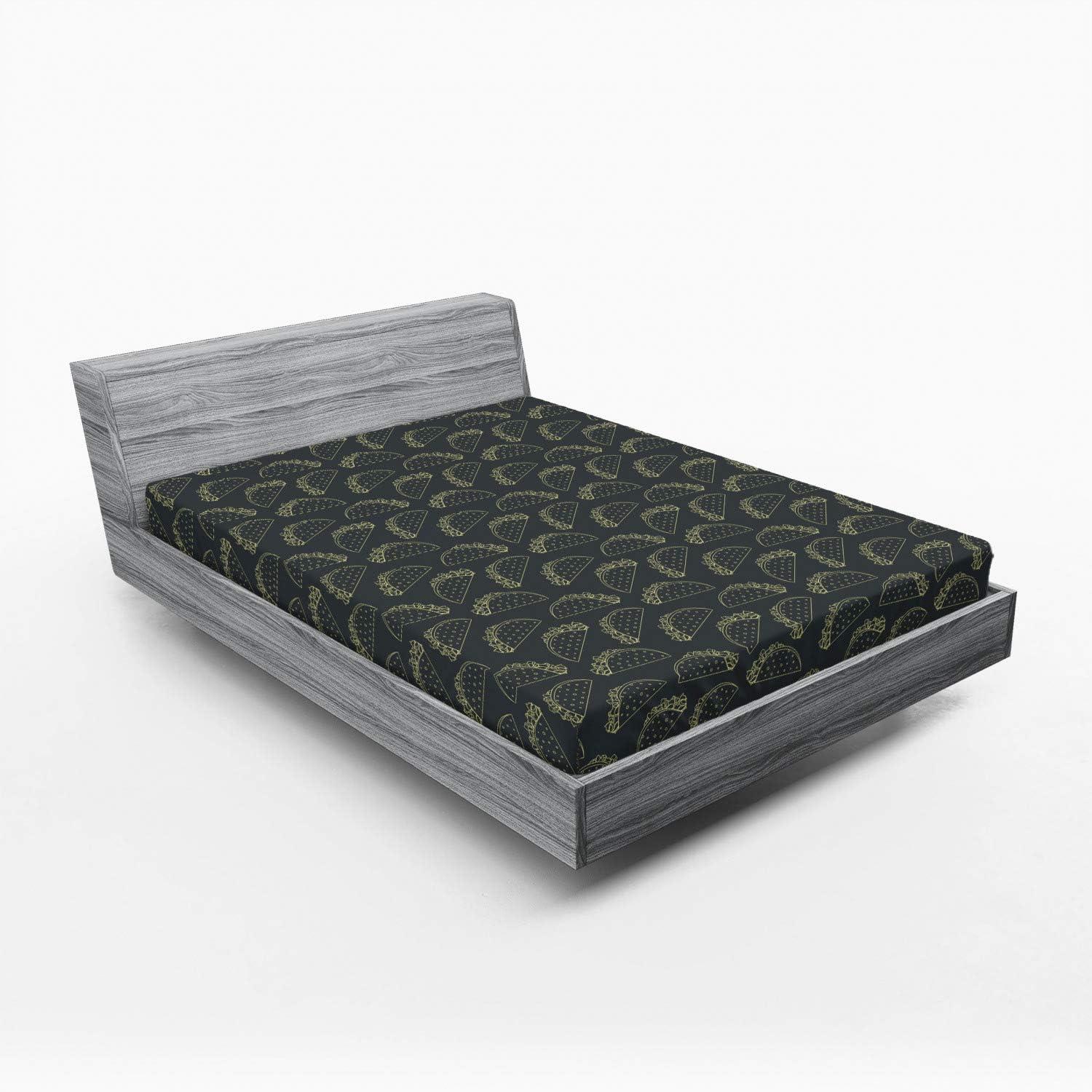 imageAmbesonne Colorful Fitted Sheet Camping Equipment Outdoor Activity Adventure in Nature Theme Bed Cover with AllRound Elastic Deep Pocket for Comfort Full Size Light GreenCharcoal