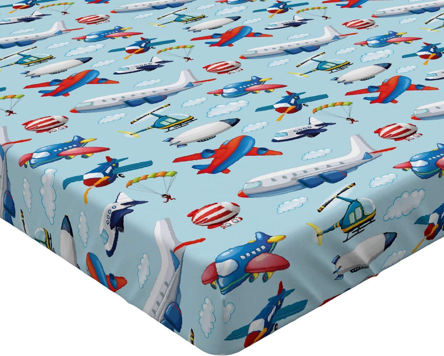 imageAmbesonne Colorful Fitted Sheet Camping Equipment Outdoor Activity Adventure in Nature Theme Bed Cover with AllRound Elastic Deep Pocket for Comfort Full Size Light GreenBlue Red