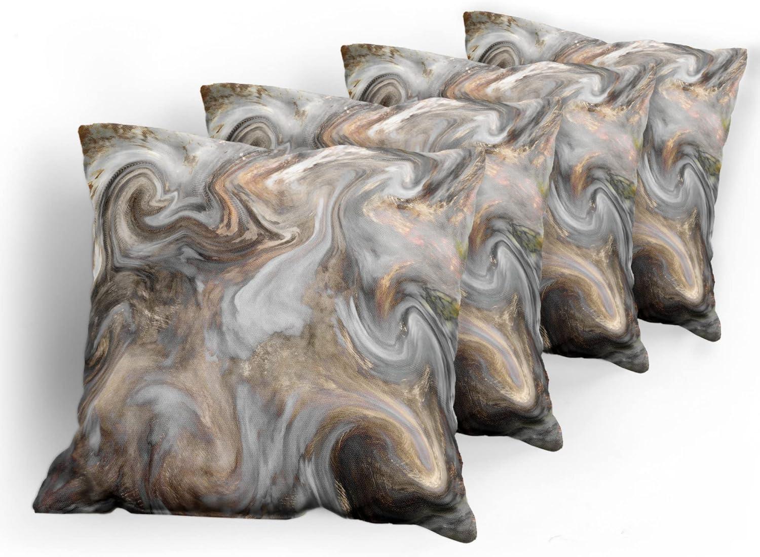 imageAmbesonne Marble Print Throw Pillow Cushion Case Pack of 4 Retro Style Paintbrush Colors in Marbling Texture Watercolor Artwork Modern Accent DoubleSided Digital Printing 24 Sand Brown