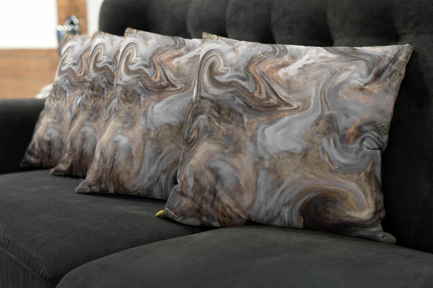 imageAmbesonne Marble Print Throw Pillow Cushion Case Pack of 4 Retro Style Paintbrush Colors in Marbling Texture Watercolor Artwork Modern Accent DoubleSided Digital Printing 24 Sand Brown