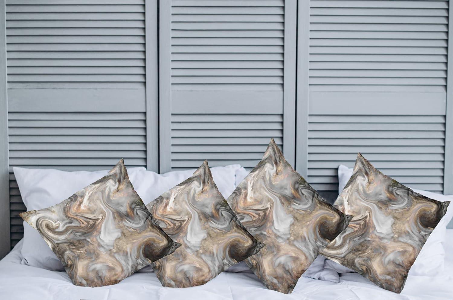 imageAmbesonne Marble Print Throw Pillow Cushion Case Pack of 4 Retro Style Paintbrush Colors in Marbling Texture Watercolor Artwork Modern Accent DoubleSided Digital Printing 24 Sand Brown
