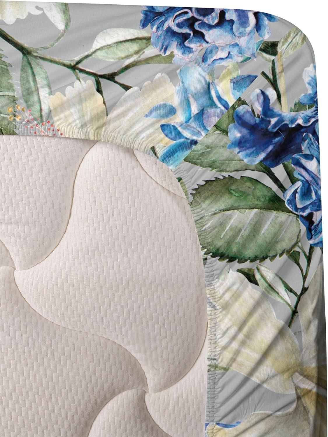 imageAmbesonne Tropical Sheet Set Neutral Colors Boho Silhouettes of Exotic Jungle Leaves Gothic Vibes Fitted and Flat Sheet with Pillowcases Bedding Accent 4 Piece Set Queen Charcoal Grey Pale GreyCobalt Blue Peacock Green