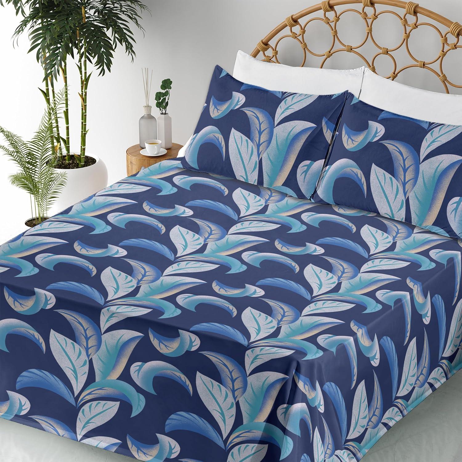 imageAmbesonne Tropical Sheet Set Neutral Colors Boho Silhouettes of Exotic Jungle Leaves Gothic Vibes Fitted and Flat Sheet with Pillowcases Bedding Accent 4 Piece Set Queen Charcoal Grey Pale GreyDark Lavender and Turquoise