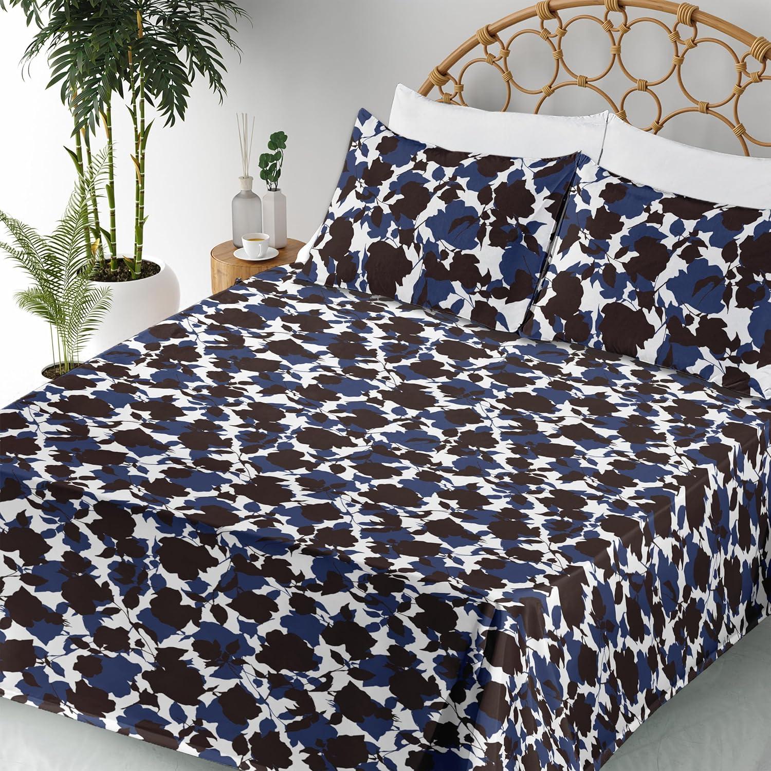 imageAmbesonne Tropical Sheet Set Neutral Colors Boho Silhouettes of Exotic Jungle Leaves Gothic Vibes Fitted and Flat Sheet with Pillowcases Bedding Accent 4 Piece Set Queen Charcoal Grey Pale GreyDark Lavender and White