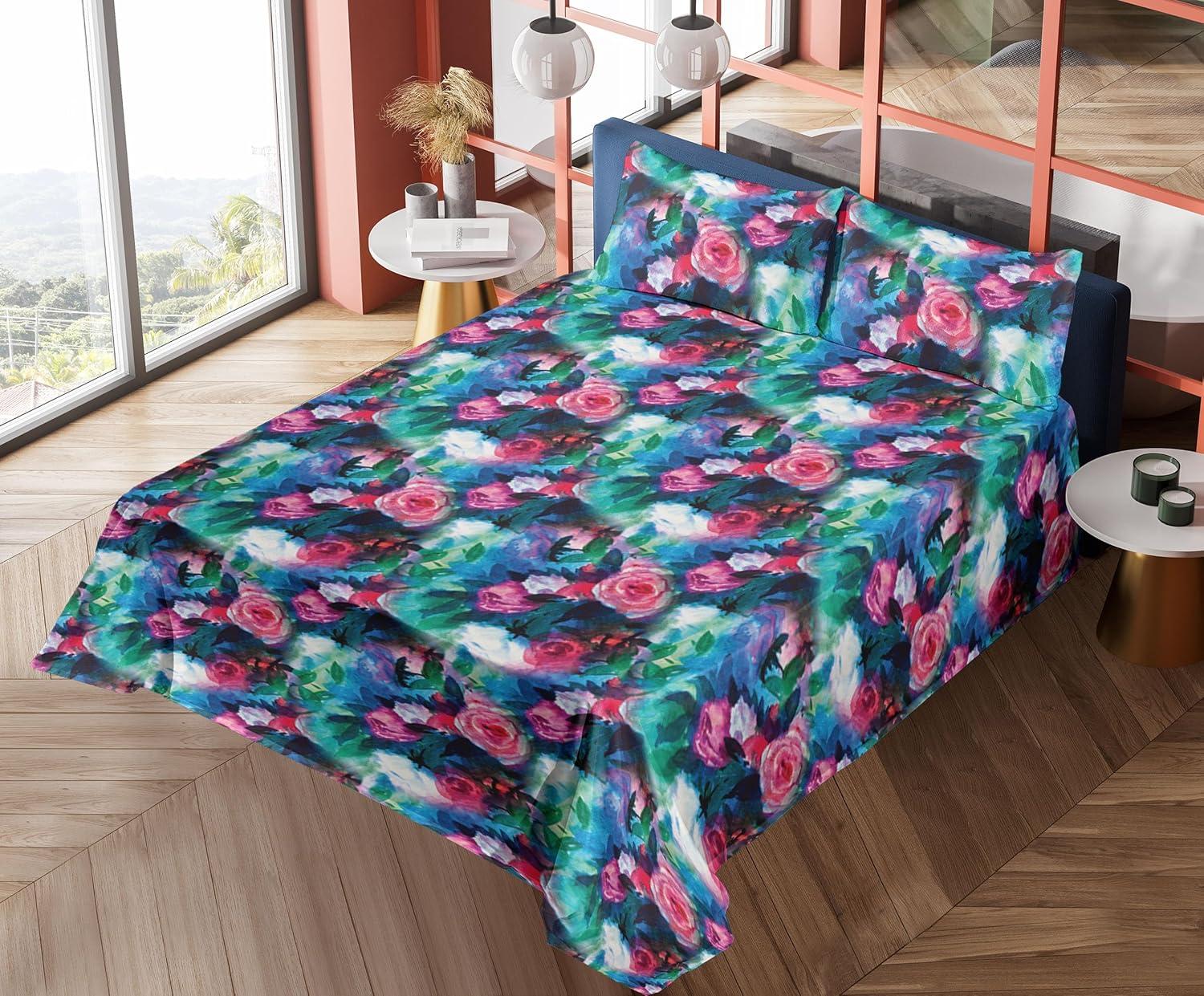 imageAmbesonne Tropical Sheet Set Neutral Colors Boho Silhouettes of Exotic Jungle Leaves Gothic Vibes Fitted and Flat Sheet with Pillowcases Bedding Accent 4 Piece Set Queen Charcoal Grey Pale GreyCoral Shamrock Green