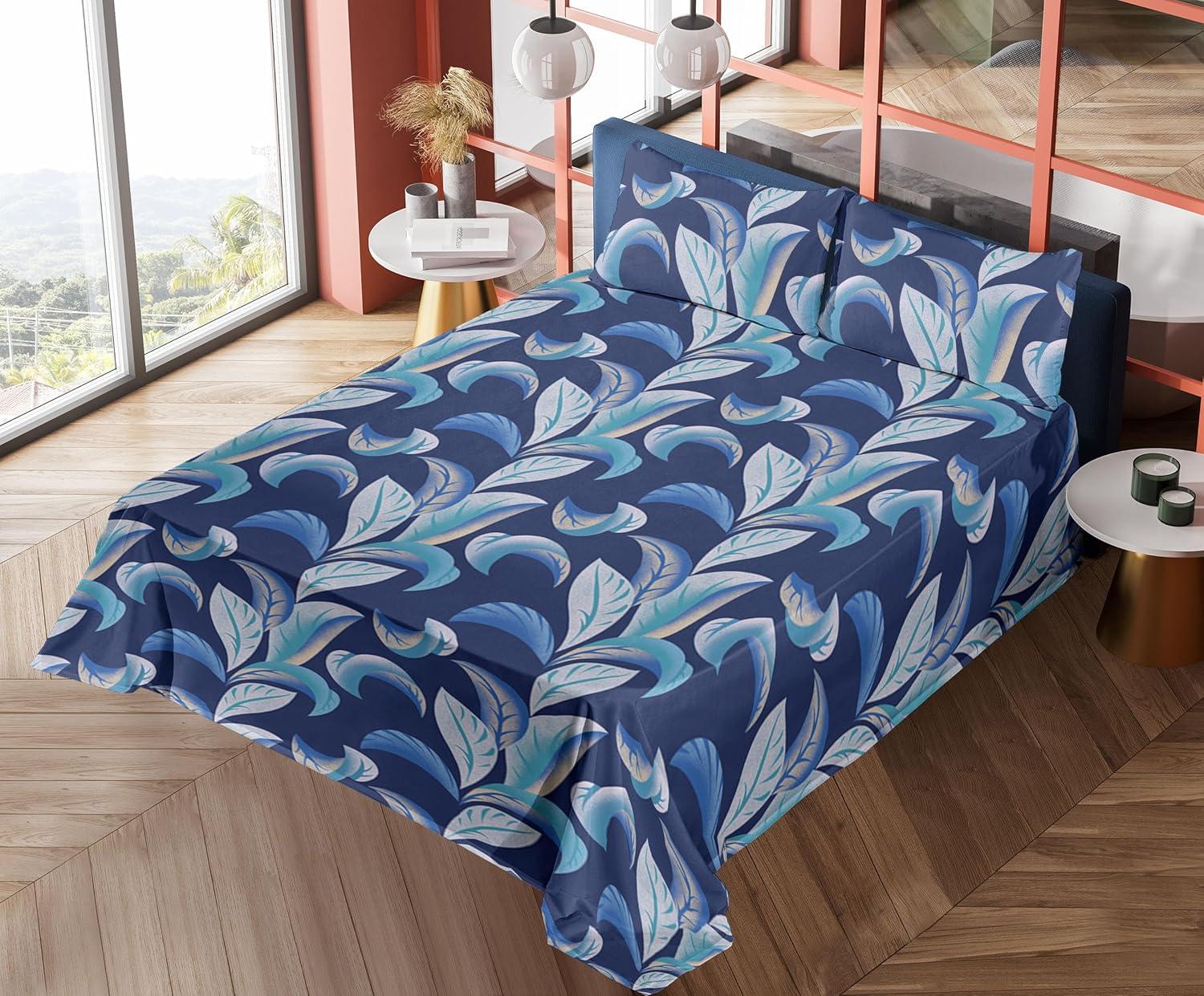 imageAmbesonne Tropical Sheet Set Neutral Colors Boho Silhouettes of Exotic Jungle Leaves Gothic Vibes Fitted and Flat Sheet with Pillowcases Bedding Accent 4 Piece Set Queen Charcoal Grey Pale GreyDark Lavender and Turquoise