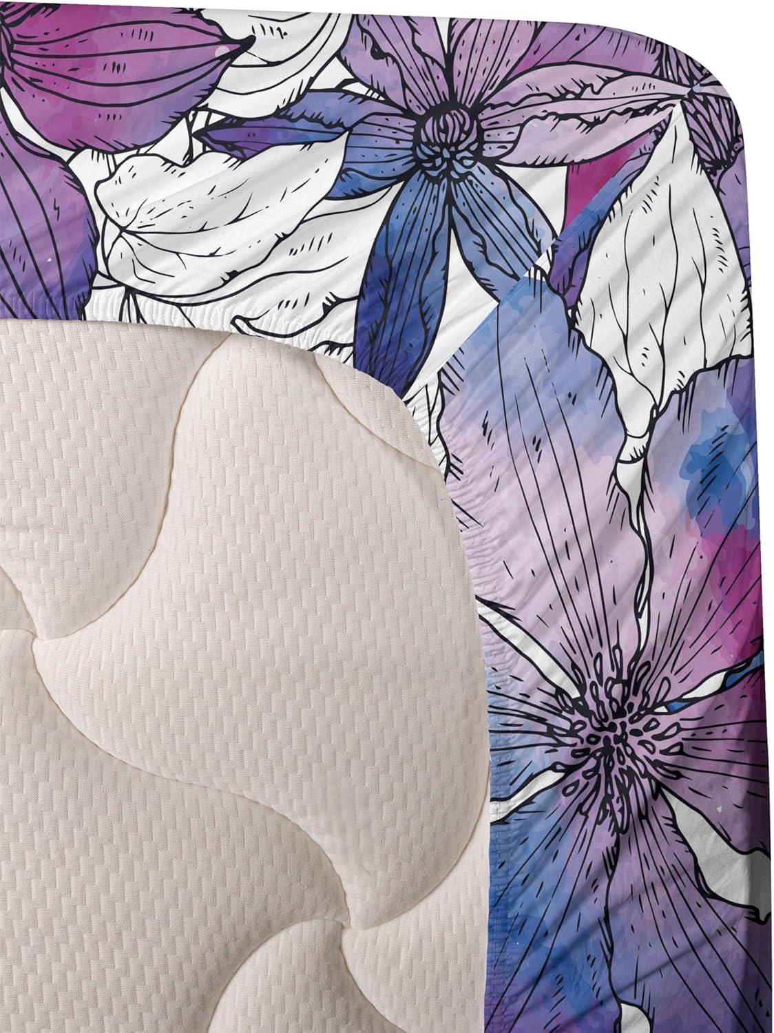 imageAmbesonne Tropical Sheet Set Neutral Colors Boho Silhouettes of Exotic Jungle Leaves Gothic Vibes Fitted and Flat Sheet with Pillowcases Bedding Accent 4 Piece Set Queen Charcoal Grey Pale GreyBlue Magenta Violet