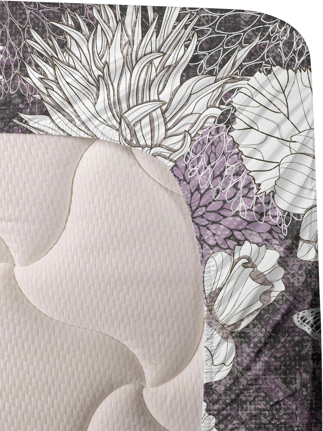 imageAmbesonne Tropical Sheet Set Neutral Colors Boho Silhouettes of Exotic Jungle Leaves Gothic Vibes Fitted and Flat Sheet with Pillowcases Bedding Accent 4 Piece Set Queen Charcoal Grey Pale GreyOff White Lilac Taupe